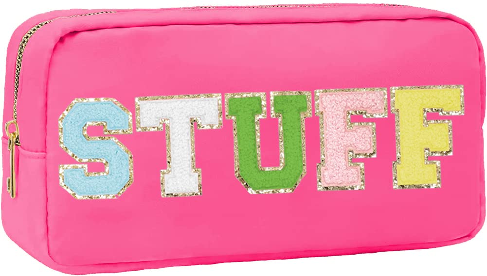Waterproof Nylon Cosmetic Bag with Zipper - Travel Toiletry Organizer & Makeup Pouch for Daily Use (Rose Red) - Perfect for Gym, Travel, and Home Storage