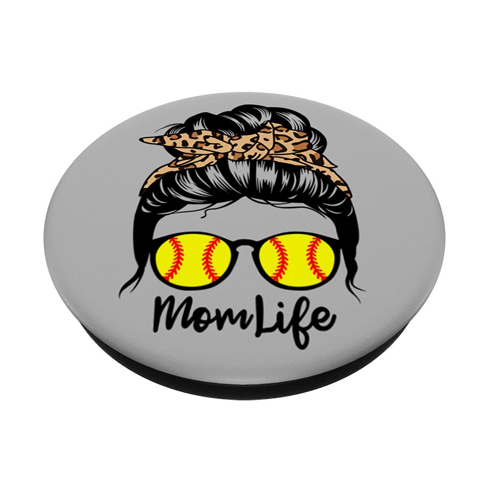 Funny Softball Mom PopSockets Swappable PopGrip - Messy Bun Hair Design for Baseball Moms - Perfect for Game Days, Team Spirit & Mom Life Accessories