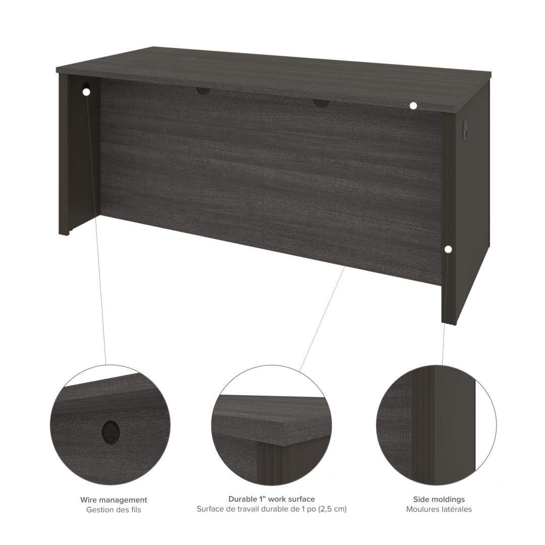 Bestar Prestige + 72W Office Desk Shell in Bark Grey & Slate - Modern Computer Workstation for Home & Office Workspace