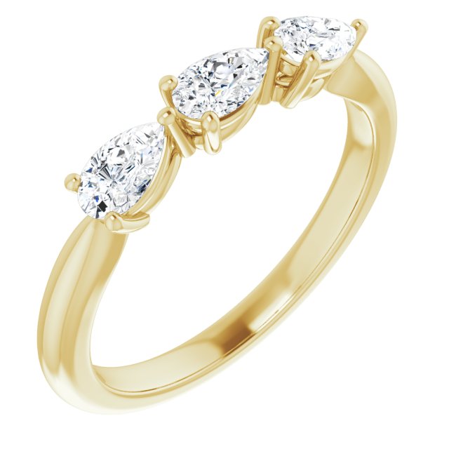 0.75 Carat Pear Cut Diamond 3 Stone Wedding Ring - Elegant Bridal Band for Engagement, Anniversary & Special Occasions | Perfect Gift for Her