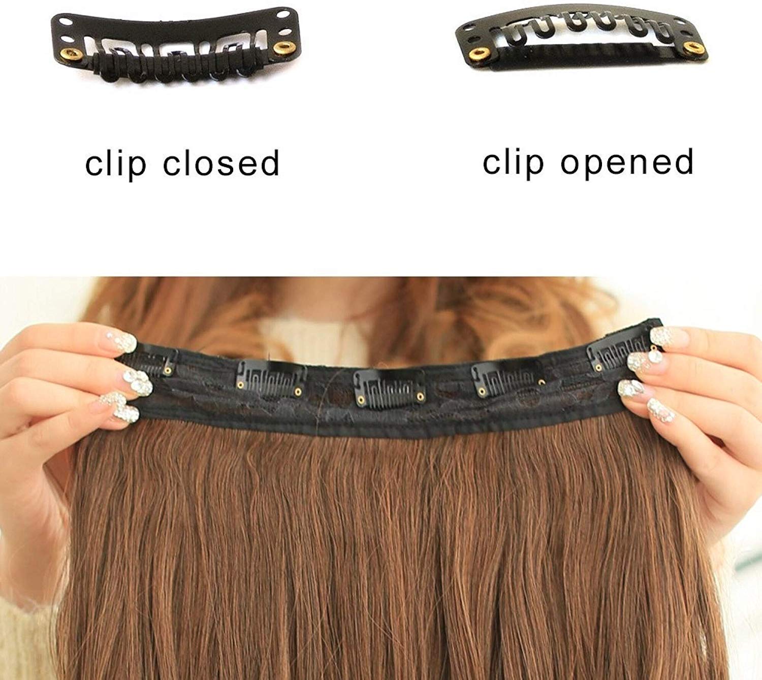 Chronex 24-Inch Straight Hair Extensions for Women - 5 Clip-In Human Hair Weft (Black) | Natural Look for Daily Wear, Parties & Special Occasions
