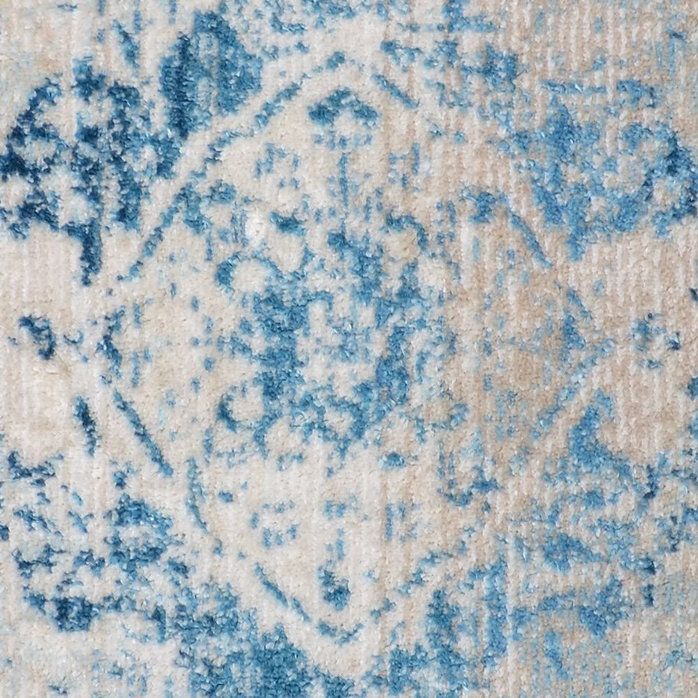 Machine Made Polyester Area Rugs 2'6''x9'10'' Runner - Blue Oriental Traditional Design Low Pile Carpet for Living Room & Bedroom | Durable & Easy to Clean | Perfect for Hallways, Entryways & Home Decor (M00061)