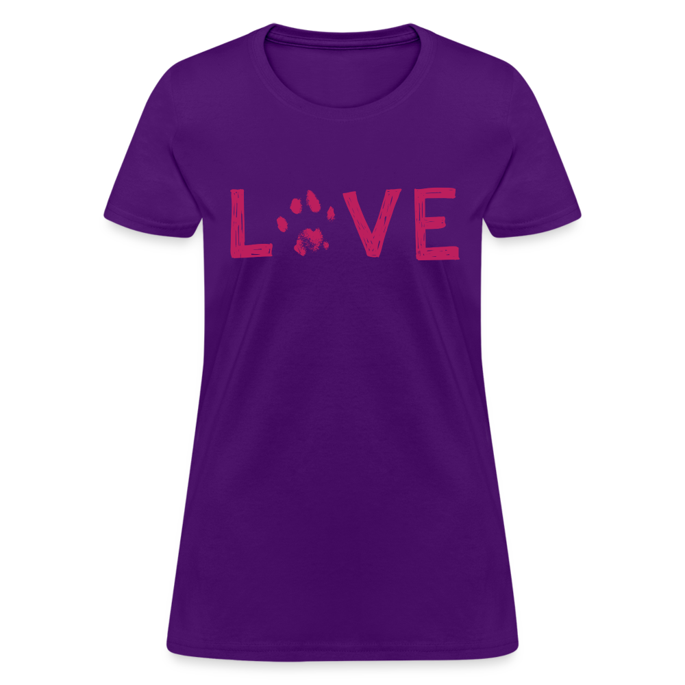 Love Pawprint Contoured T-Shirt for Women | Cute Animal Lover Graphic Tee | Soft Cotton Casual Shirt for Pet Owners | Perfect for Dog Walks, Date Nights & Casual Outings