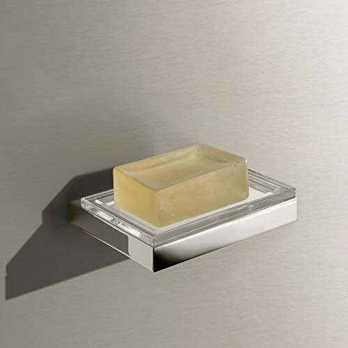 Genuine Crystal Glass Soap Dish with Chrome Plated Base - Elegant Bathroom Decor for Sink, Vanity & Spa Style Showers - Edition 11 11155 11155019000