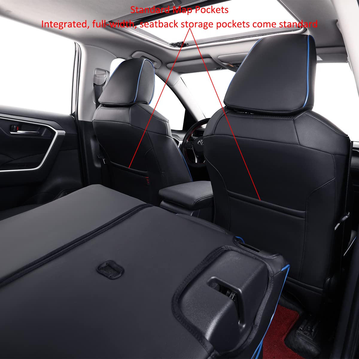 Premium Leather Car Seat Covers for Toyota Corolla 2020-2025 Models (SE, Nightshade, SE Apex, XSE, FX) - Custom Fit Full Set with Blue Trim - Perfect for Commuting, Road Trips & Car Protection