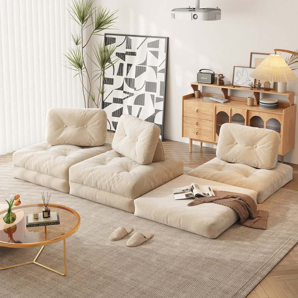 Convertible Floor Couch - Modular Sofa for Living Room, Bedroom or Lounge - Space-Saving Furniture for Small Apartments and Relaxation Areas