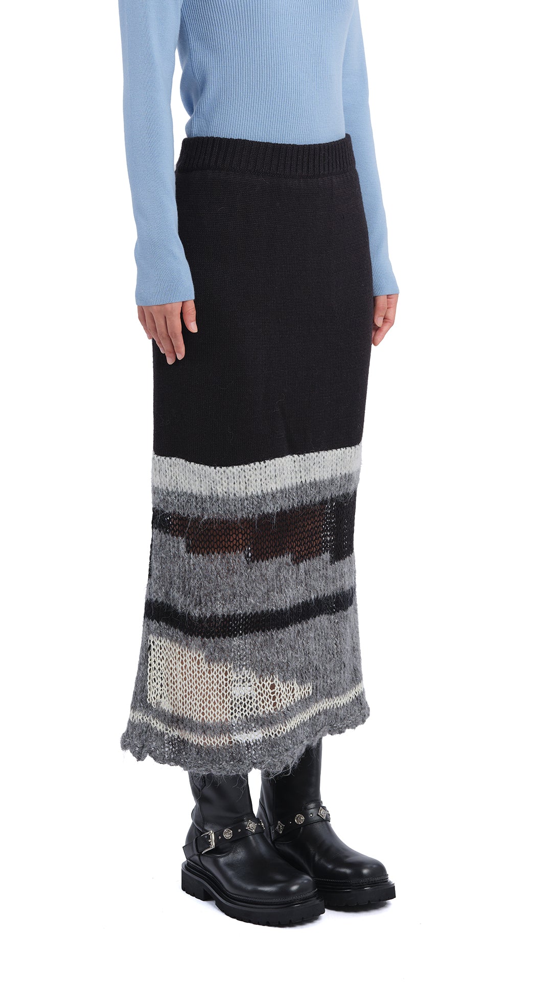 Mix Yarn Knit Skirt - Women's Chunky Knit Skirt for Fall & Winter | Cozy Casual Wear for Office, Date Night & Holiday Outfits
