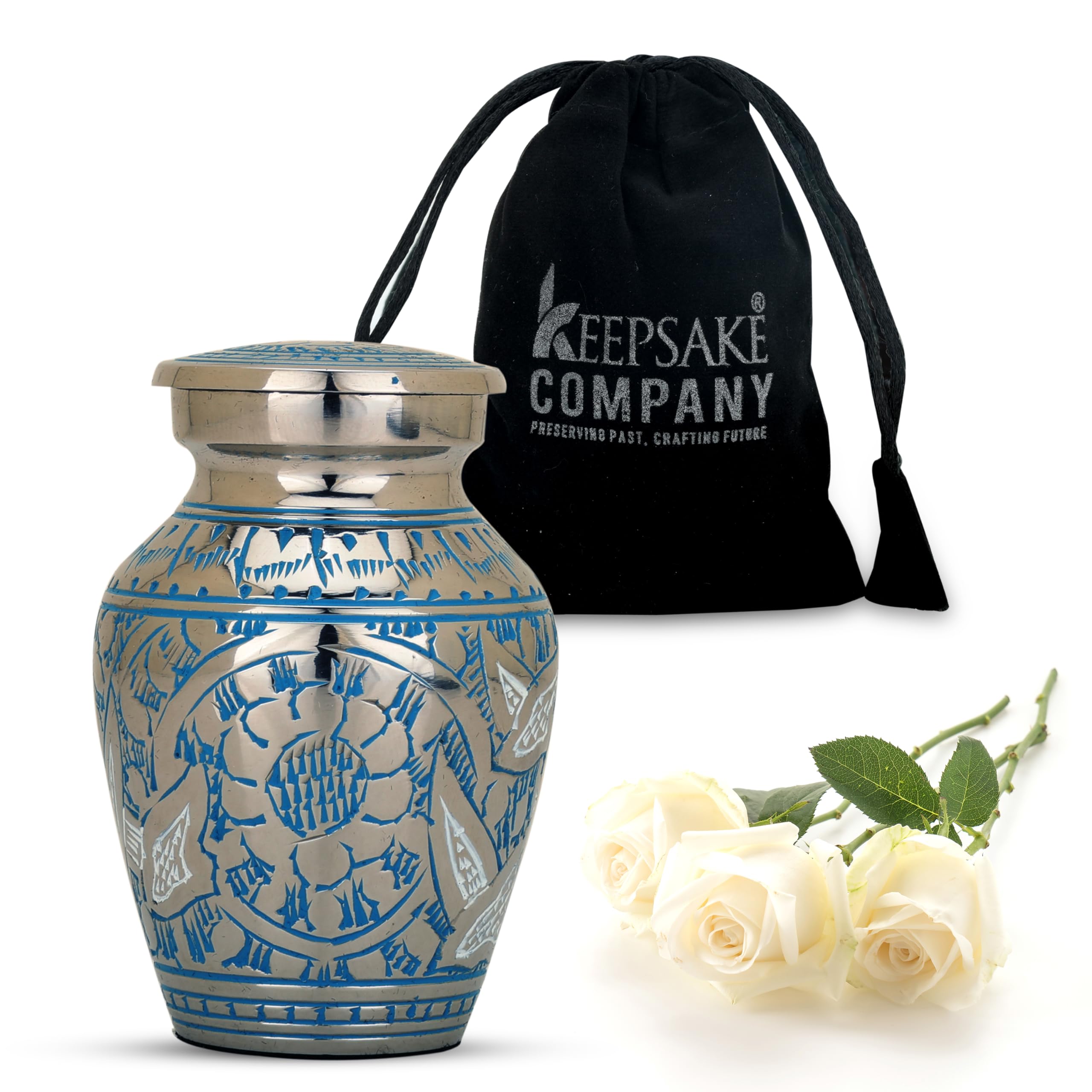 Baby Cremation Urns for Ashes - Blue Keepsake Urn for Boys & Girls - Small Memorial Urns for Women & Men - Pet Ashes Holder for Dogs, Cats - Funeral Keepsakes by Keepsake Co | Perfect for Home Memorials & Funeral Services