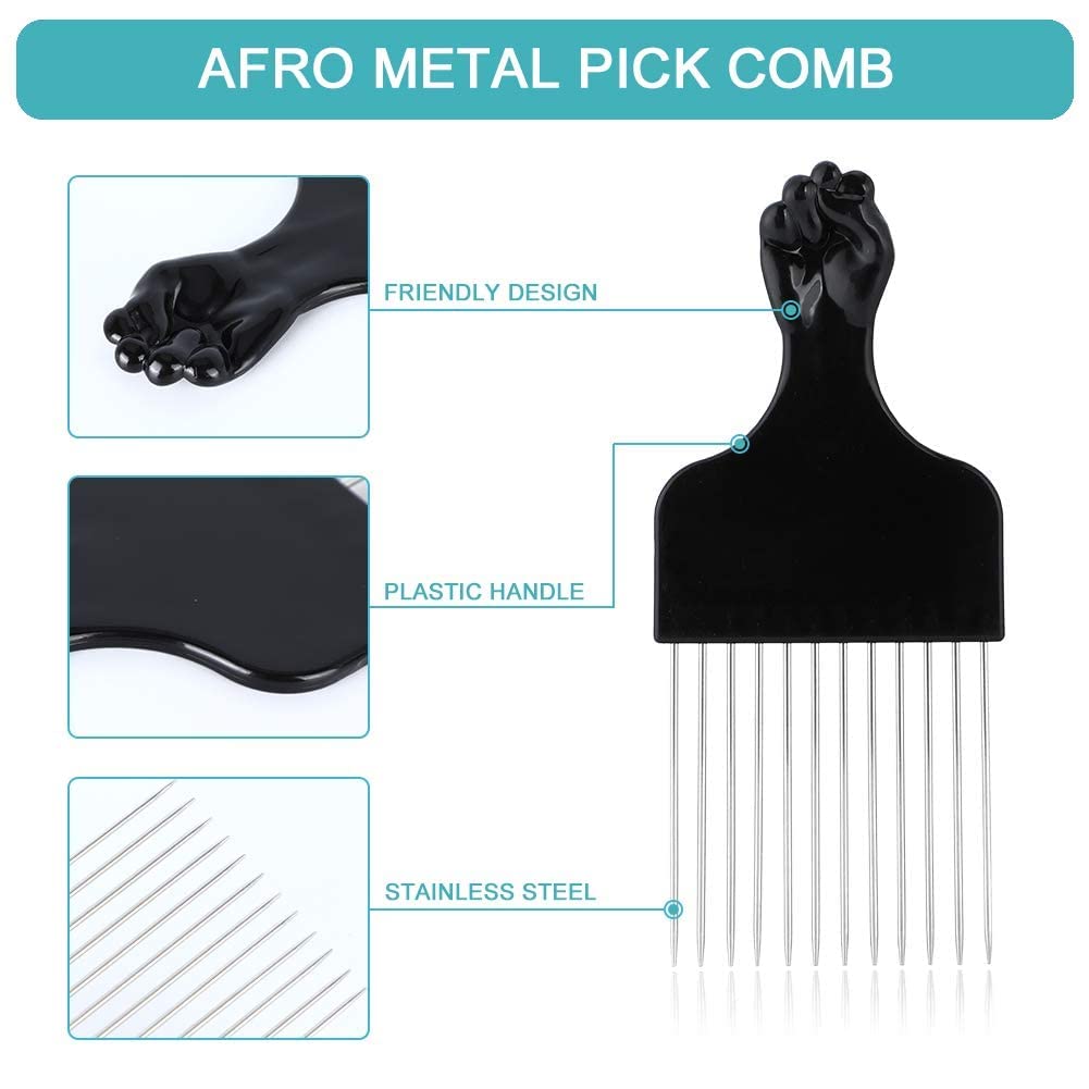 Professional Afro Hair Comb Set - Includes Wide Tooth Comb & Hair Pick for Natural Hair, Dreadlocks & Weaves | Perfect for Home Salon, DIY Styling & Hair Care