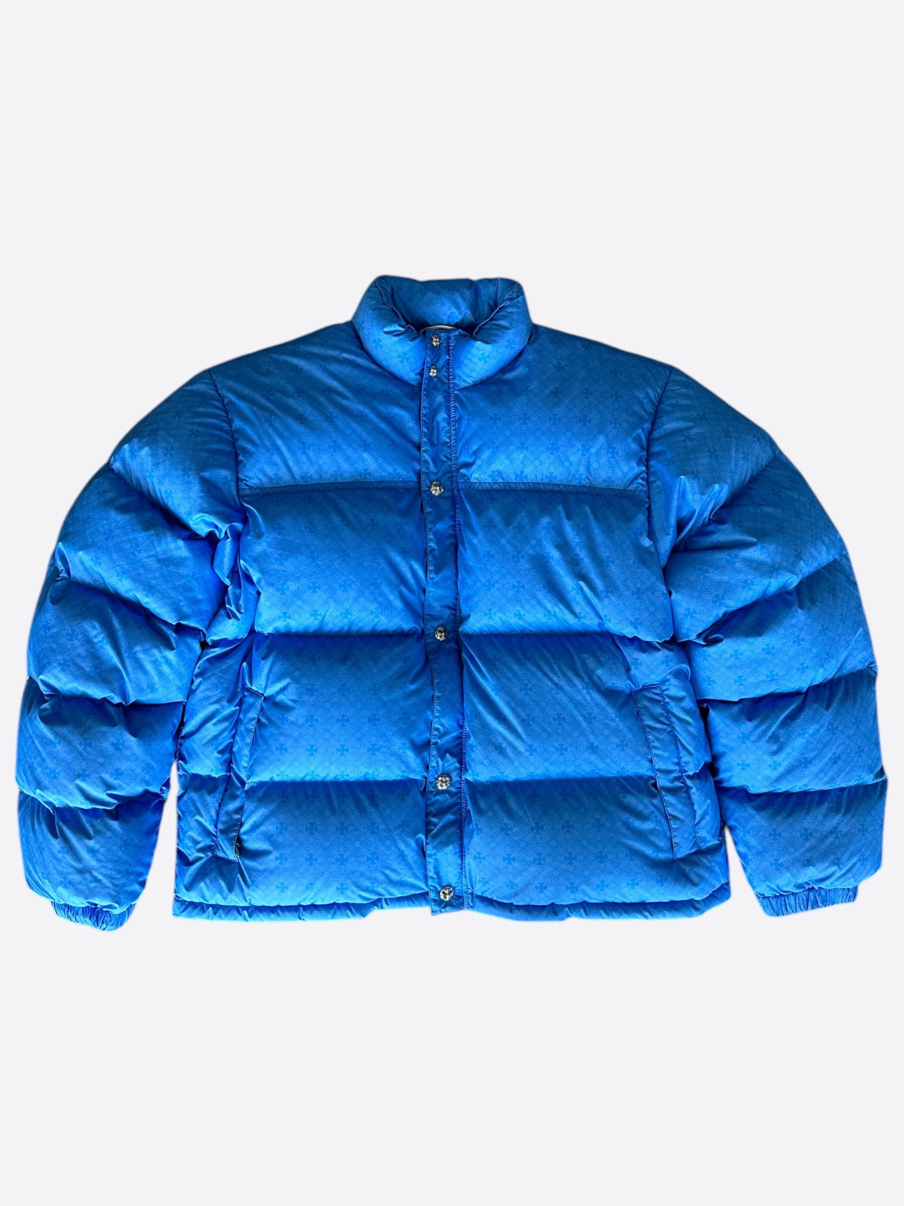 Chrome Hearts Blue Cross Jacquard Puffer Jacket - Stylish Winter Coat for Men & Women | Perfect for Streetwear Fashion & Cold Weather Outfits