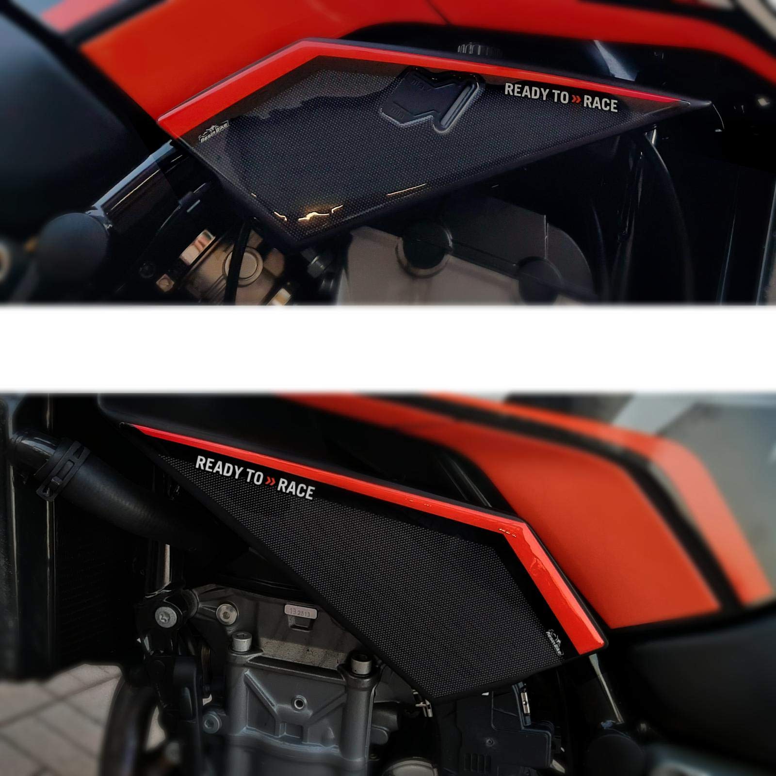 KTM Duke 790 (2018-2020) 3D Motorcycle Stickers - High Impact & Scratch Resistant Side Protectors | Premium Italian-Made Resin Decals for Enhanced Bike Protection & Style