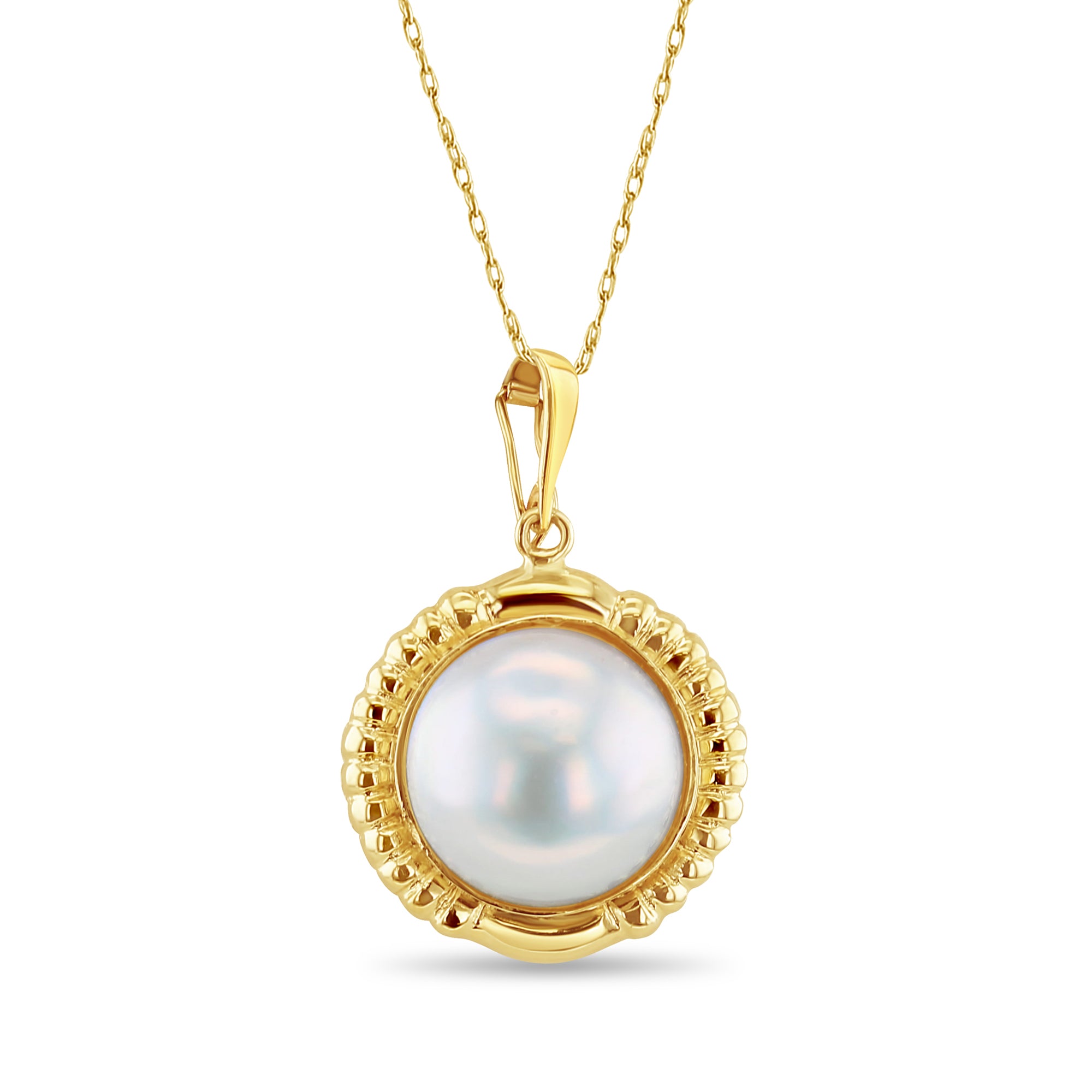 Elegant Mabe Pearl Necklace with Ridged Gold Bezel - Perfect for Weddings, Parties & Special Occasions