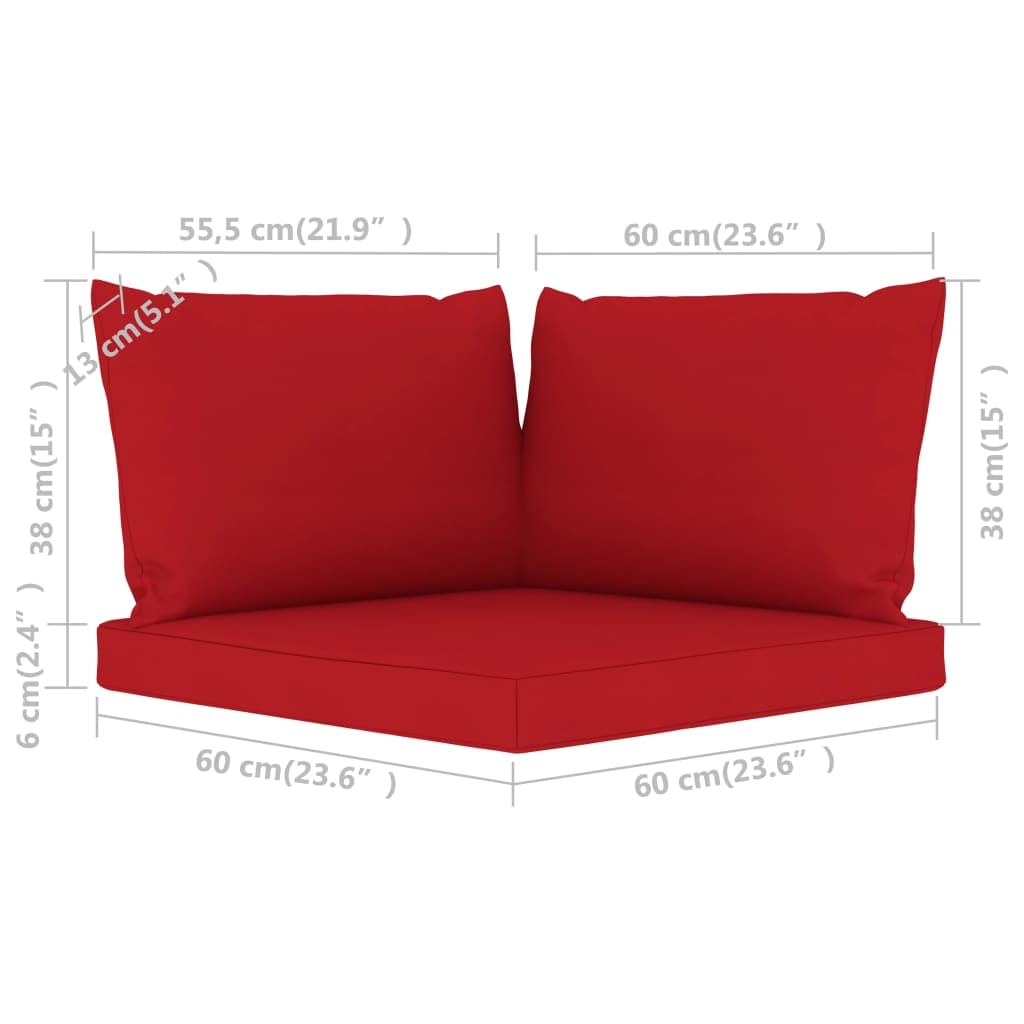 Premium 3-Piece Pallet Sofa Cushion Set - Soft Red Fabric Covers - Water Resistant & Durable - Perfect for Outdoor Patio, Deck, or Garden Furniture