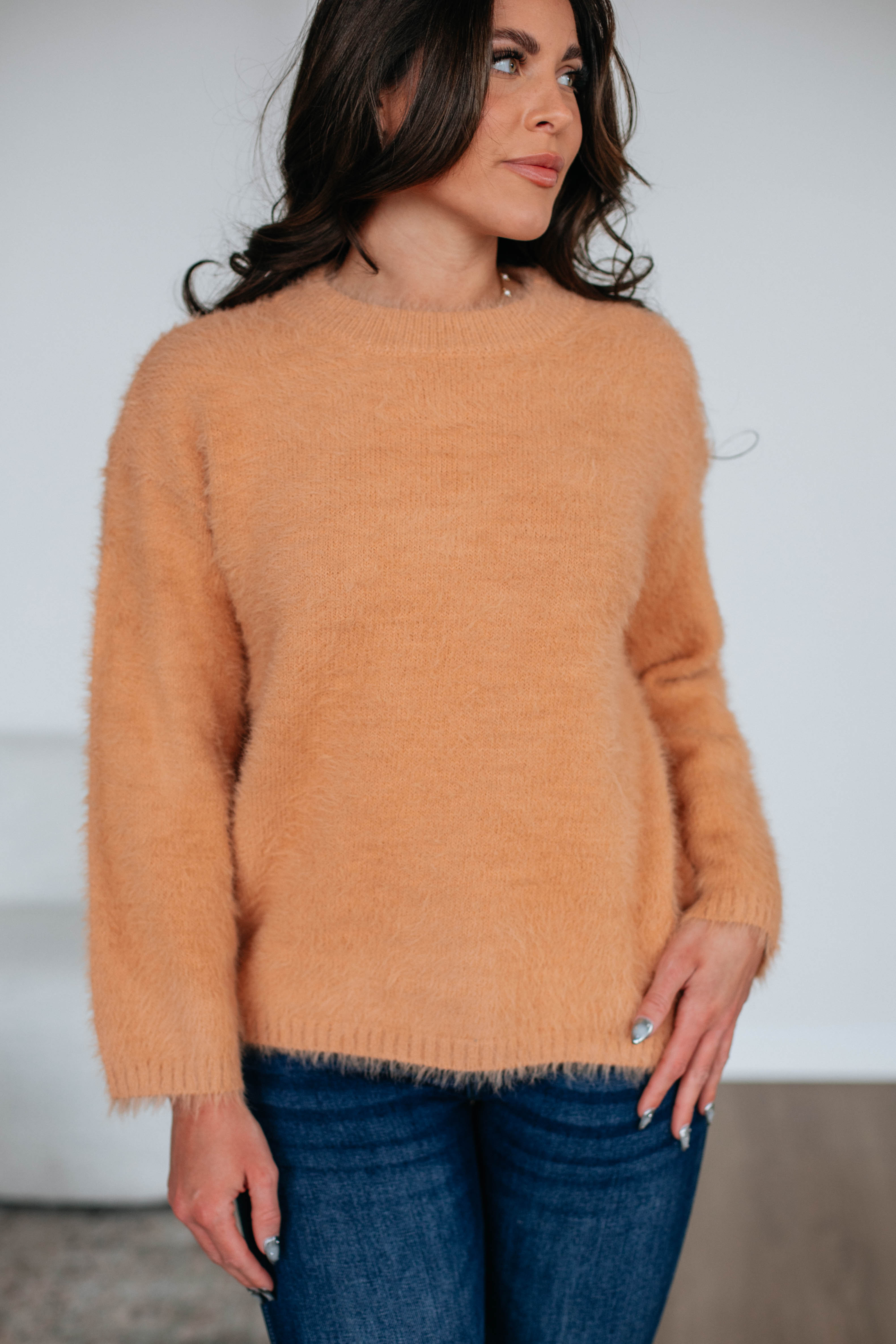 Everly Sweater Light Camel - Women's Soft Knit Pullover for Fall & Winter | Cozy Casual Wear for Office, Travel & Date Nights