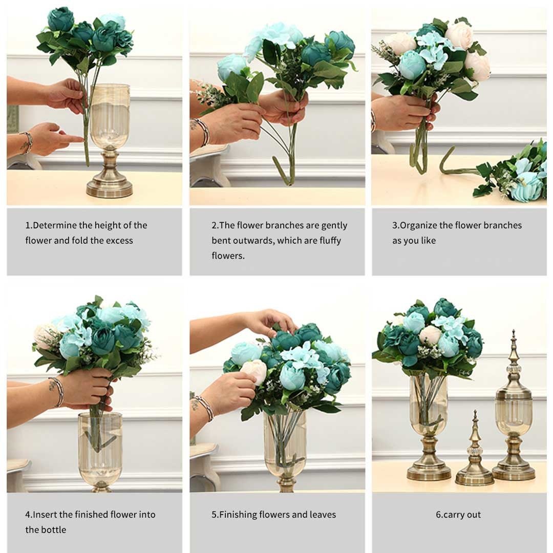 2X Clear Glass Flower Vase with Lid - Transparent Filler Vase Gold Set for Home Decor, Wedding Centerpieces & Tabletop Arrangements
