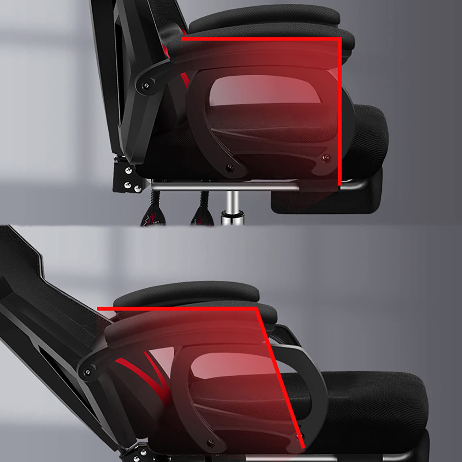 Premium Ergonomic Gaming Chair with Lumbar Support & Breathable Mesh Back - Adjustable Height, Hidden Leg Rest - Perfect for PC Gaming, Office Work & Home Use