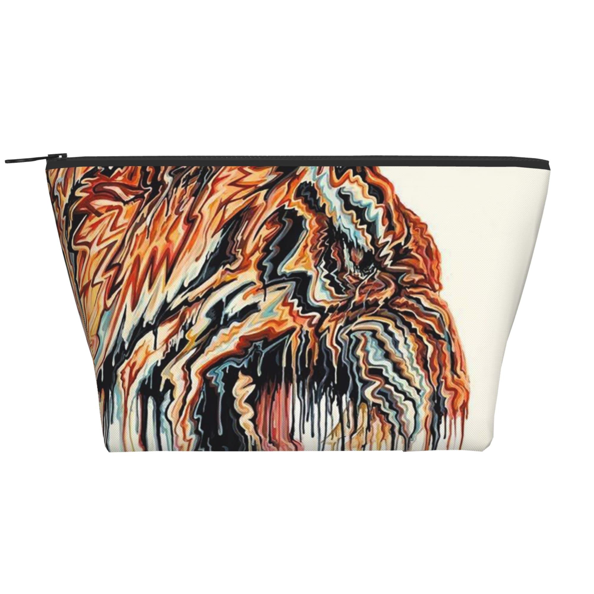 Abstract Tiger Makeup Bag - Waterproof Oxford Pouch for Cosmetics & Jewelry | Travel & Daily Use