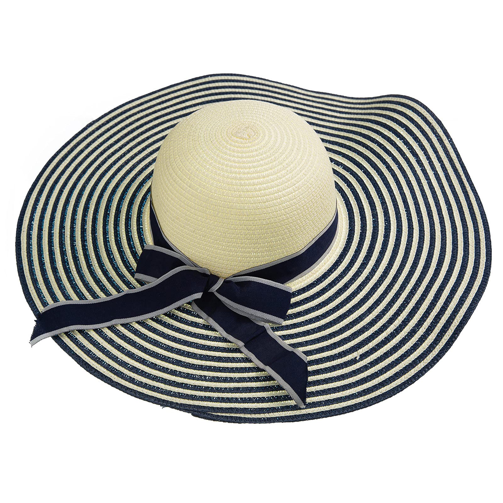 Women's Sun Hat with Bow - Wide Brim Straw Floppy Hat for Sun Protection, Outdoor Baseball Cap for Beach, Gardening & Summer Fashion