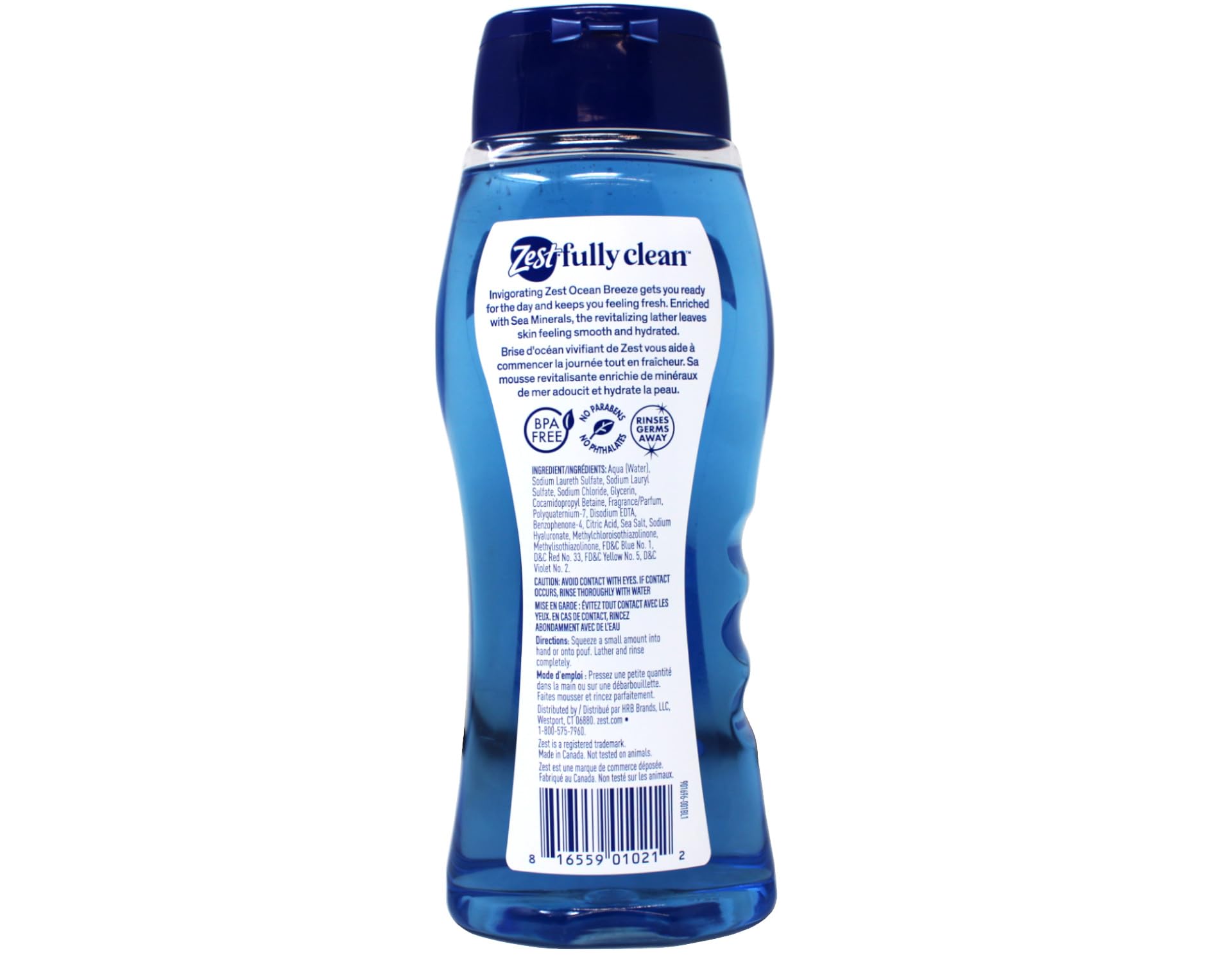 Zest Ocean Breeze Body Wash with Sea Minerals - Refreshing & Hydrating 18 oz (Pack of 2) - Perfect for Shower & Gym Post-Workout
