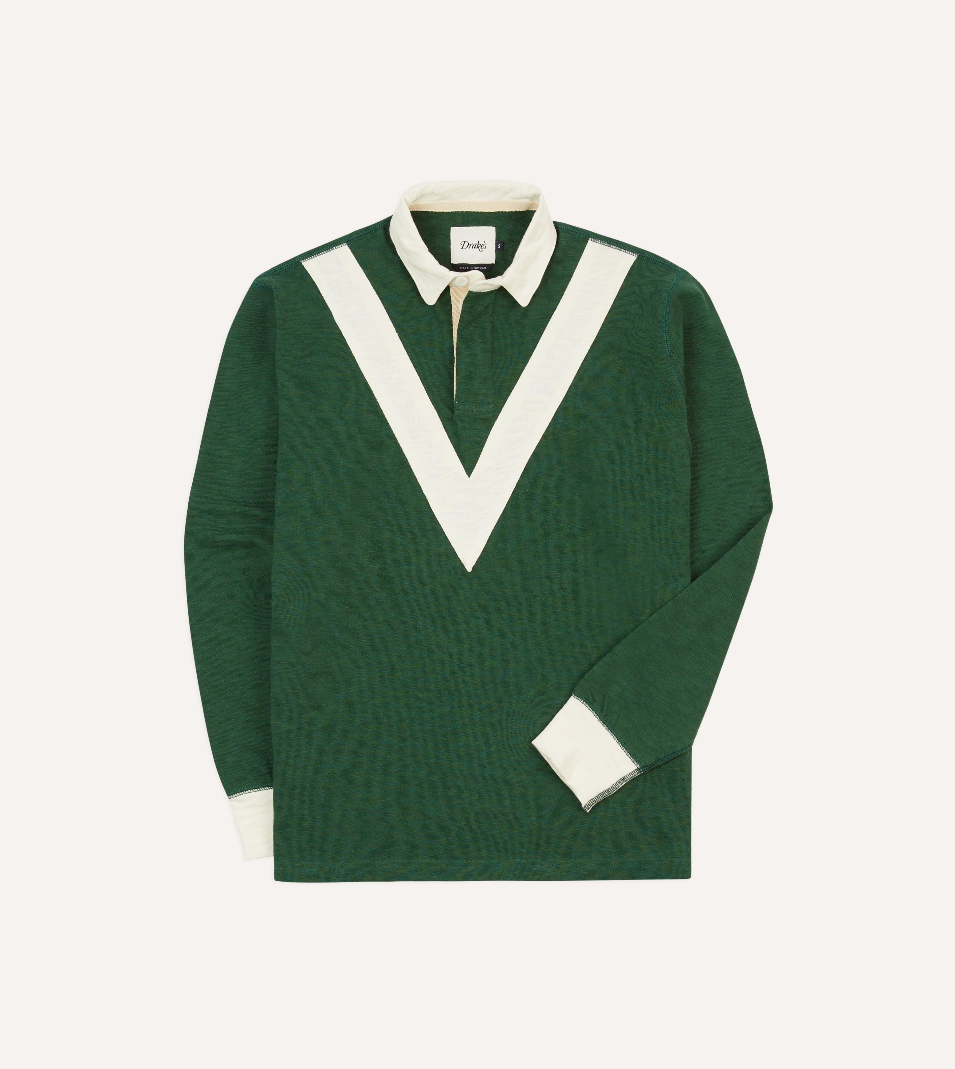 Eco-Friendly Green and Ecru Chevron Flamé Cotton Rugby Shirt for Men – Casual Wear, Sports, and Outdoor Activities