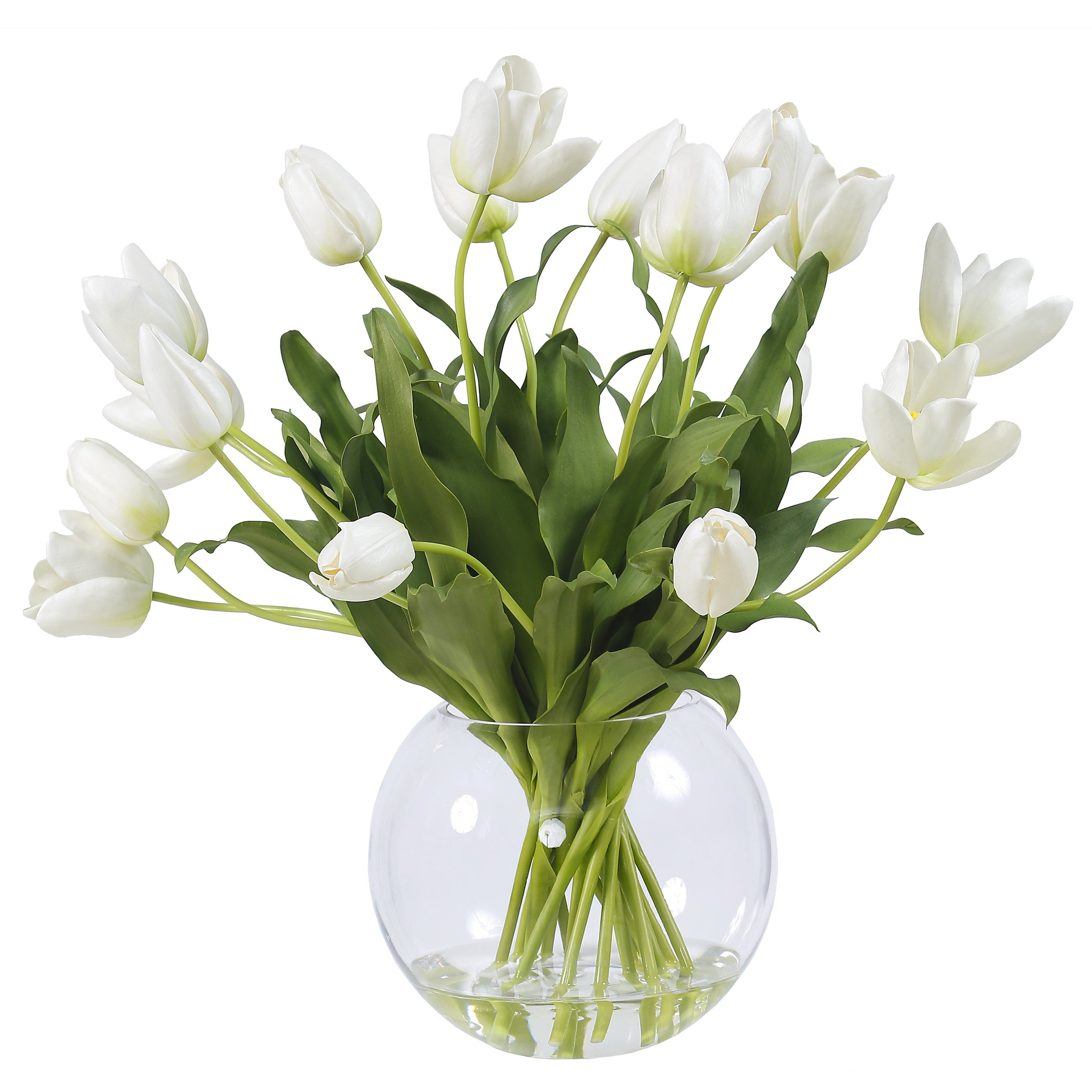 Beautiful Fresh Tulips in Glass Vase - Elegant Home Decor for Living Room, Dining Table & Office Desk