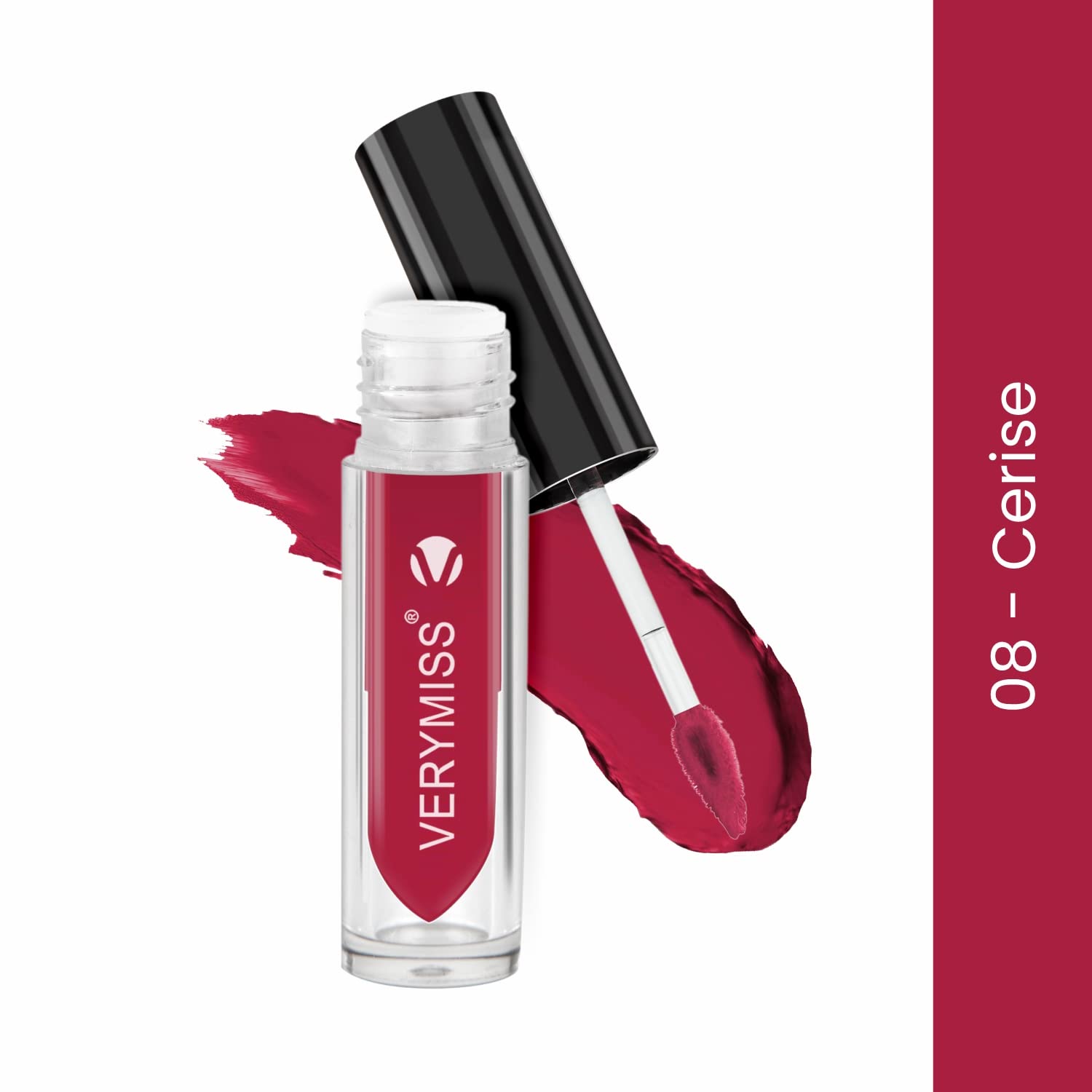 VERYMISS Retro Matte Lipstick - 08 Cerise Red Long Lasting Lip Color, Highly Pigmented & Moisturizing, Vegan & Cruelty-Free - Perfect for Parties, Date Nights & Everyday Wear