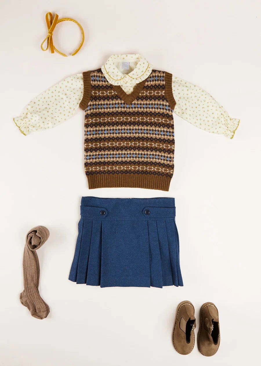 Fair Isle Knitted Vest for Girls - Cozy Winter Wear for School, Outdoor & Holiday Outfits