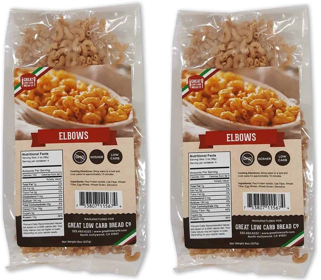 Low Carb Pasta Elbows - 8 oz (2-Pack Bundle) | Keto-Friendly, Gluten-Free Pasta Alternative | Perfect for Keto Diet, Weight Loss & Healthy Eating