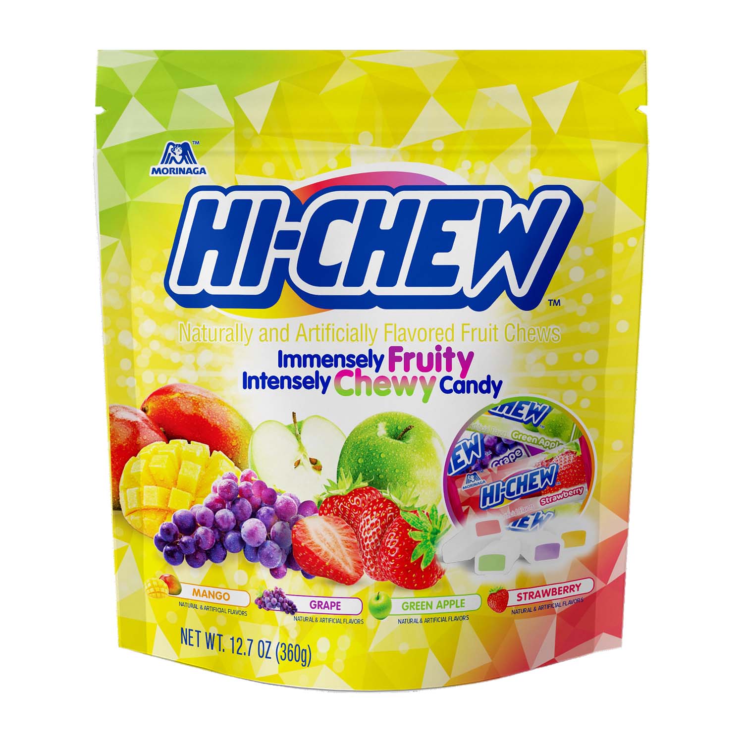Hi Chew Assorted Fruit Flavors Chewy Candy | 12.7oz Resealable Pouch Bag | Perfect for Snacking, Lunch Boxes & On-the-Go Treats