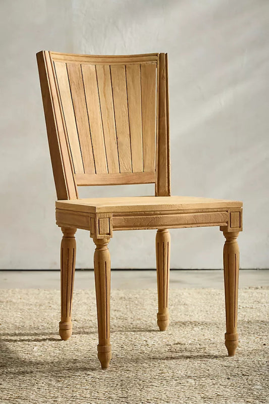 Hand Carved Wooden Garden Chair - Natural Finish, Rustic Outdoor Patio Furniture for Backyard, Porch, and Garden Decor