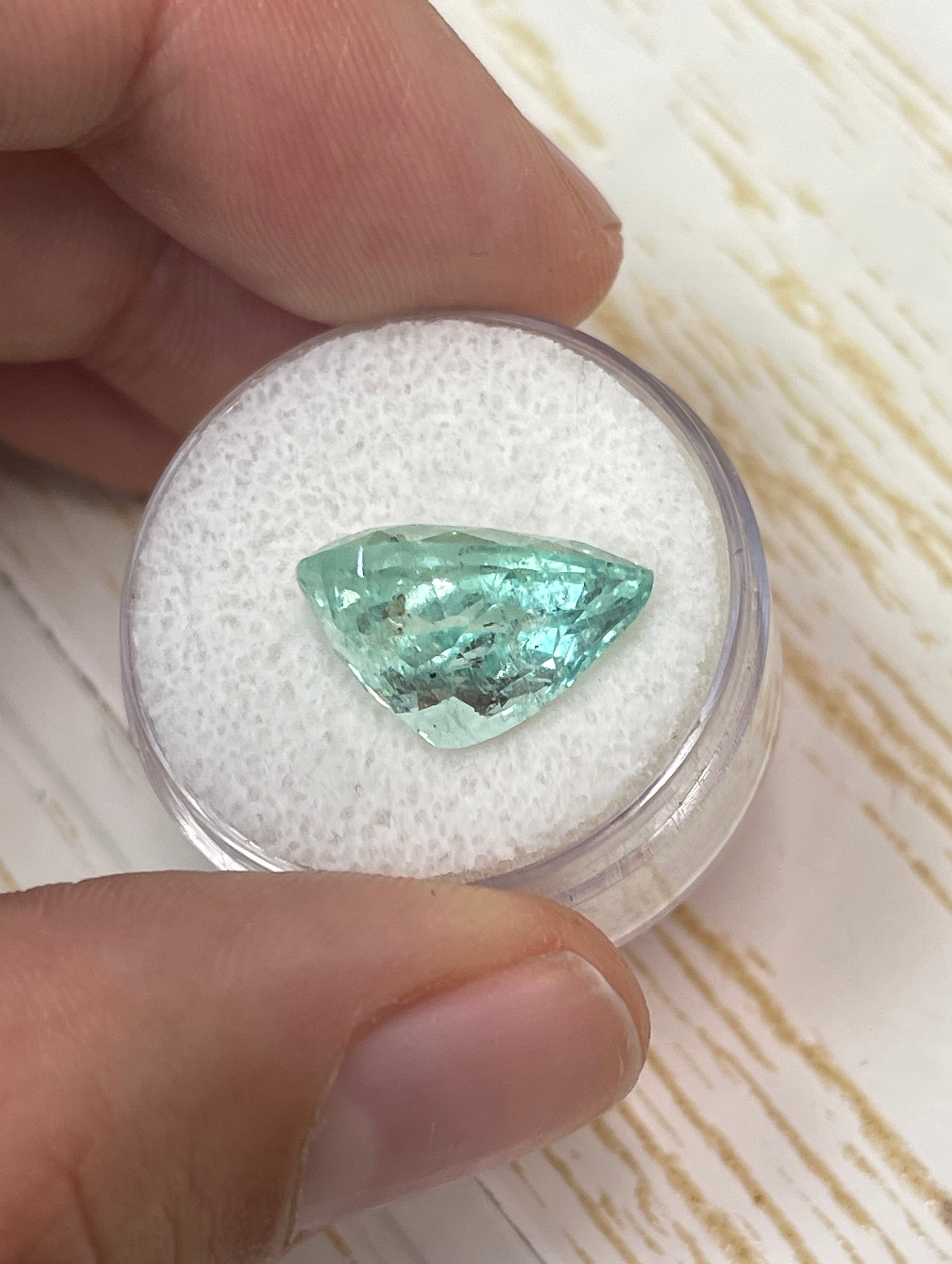 7.92 Carat 15.5x11mm Seafoam Green Natural Loose Colombian Emerald Pear Cut Gemstone for Jewelry Making, Engagement Rings & Luxury Collections