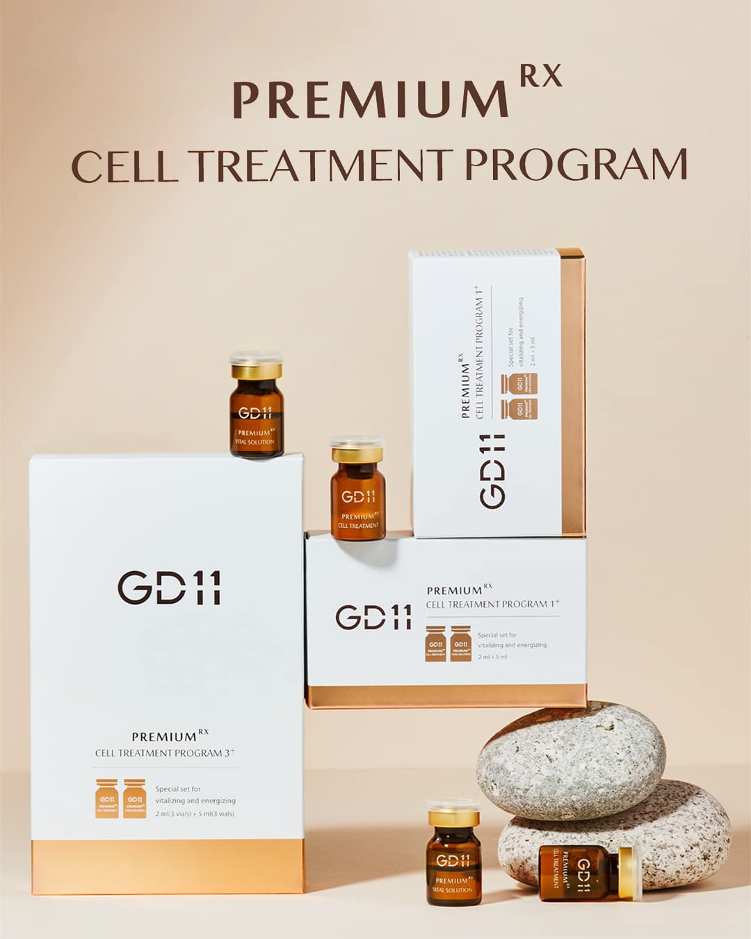 GD11 Premium Rx Cell Exosome Treatment – Anti-Aging Skin Regeneration Serum & Face Ampoule Set | Wrinkle Reduction, Elasticity Boost | 3 Pairs (0.1oz + 0.2 fl.oz) for Home Facial & Night Skincare Routine