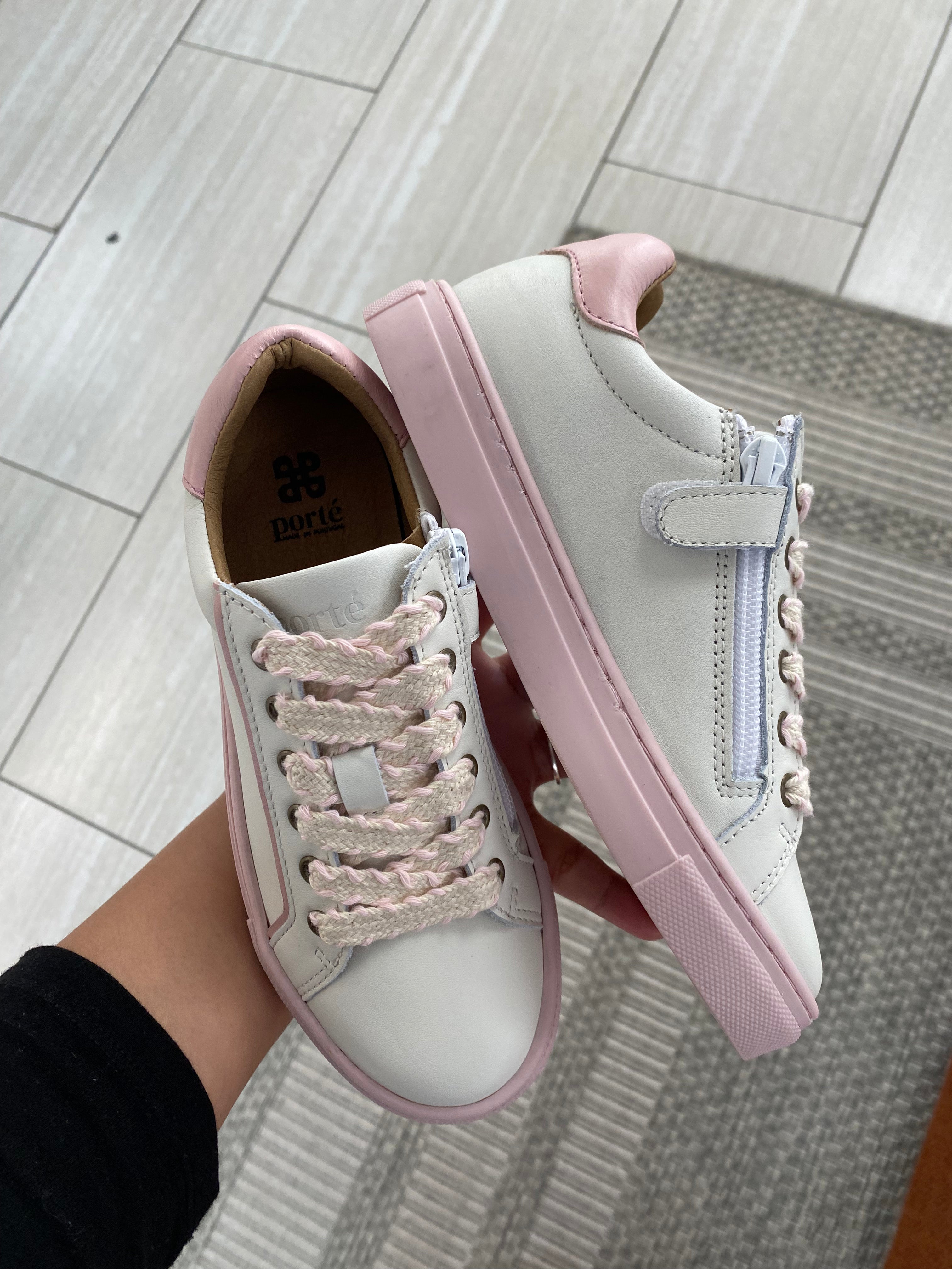 Porte Pink and White Sneakers for Women - Comfortable Casual Walking Shoes - Perfect for Gym, Running, and Everyday Wear