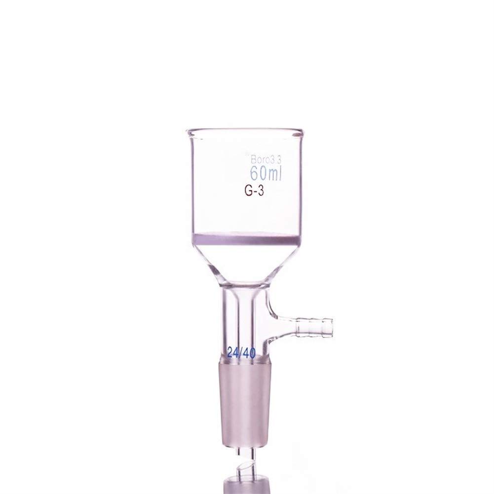 SHENYF 60ml Buchner Funnel with Grinding Mouth & G3 Sand Core - 24/40 Joint for Laboratory Filtration - Clear Glass Vacuum Filtration Funnel for Chemistry Experiments, Essential Oil Extraction & Scientific Research