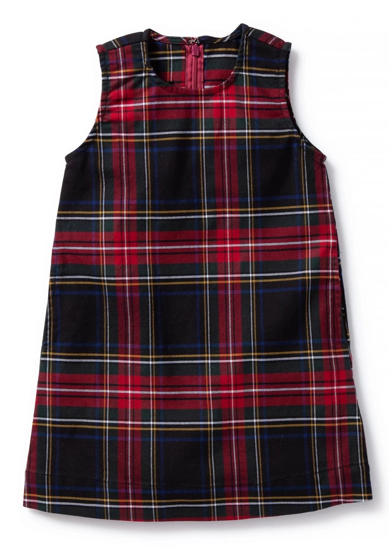 Girls' Stretch Twill Shift Dress - Black Stewart Plaid for School, Parties & Casual Wear | Comfortable & Stylish Outfit for Kids