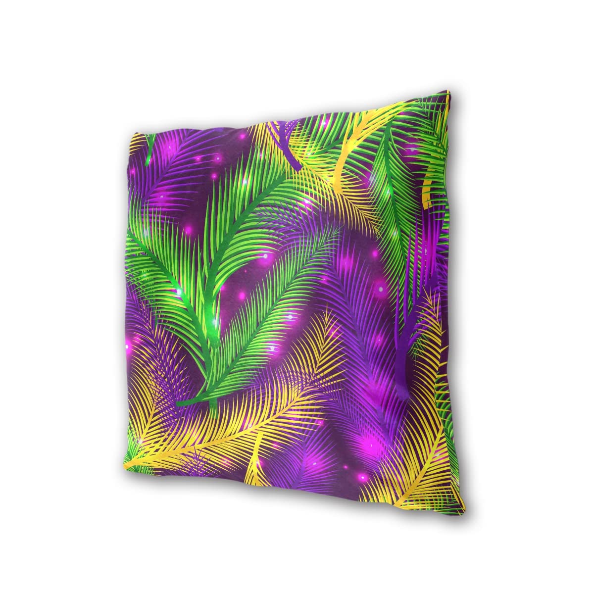Aflyko 2 Pack 18x18 Inch Mardi Gras Throw Pillow Covers - Masquerade Feather Glitter Pillow Cases for Sofa, Carnival Party Decor, Fat Tuesday Gift - Perfect for Home Decor, Living Room, Bedroom & Festive Celebrations