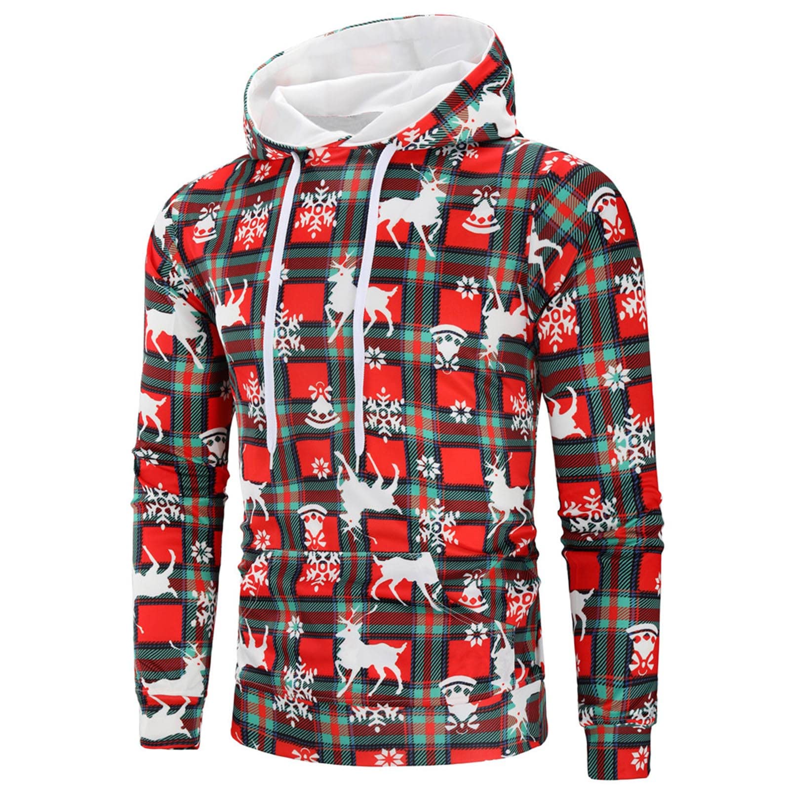 Men's Christmas Printed Hooded Sweater - Warm Winter Pullover Hoodie for Casual Wear | Cozy Holiday Outfit & Gift for Boys