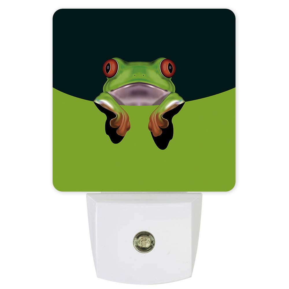 Energy Efficient Wall Plug-in Nightlight with Dusk-to-Dawn Smart Sensor - Cute Red-Eyed Tree Frog Design for Home Decor | Perfect for Corridor, Bathroom, Bedroom & Nursery | Night Light for Kids, Safety Lighting for Hallways & Staircases