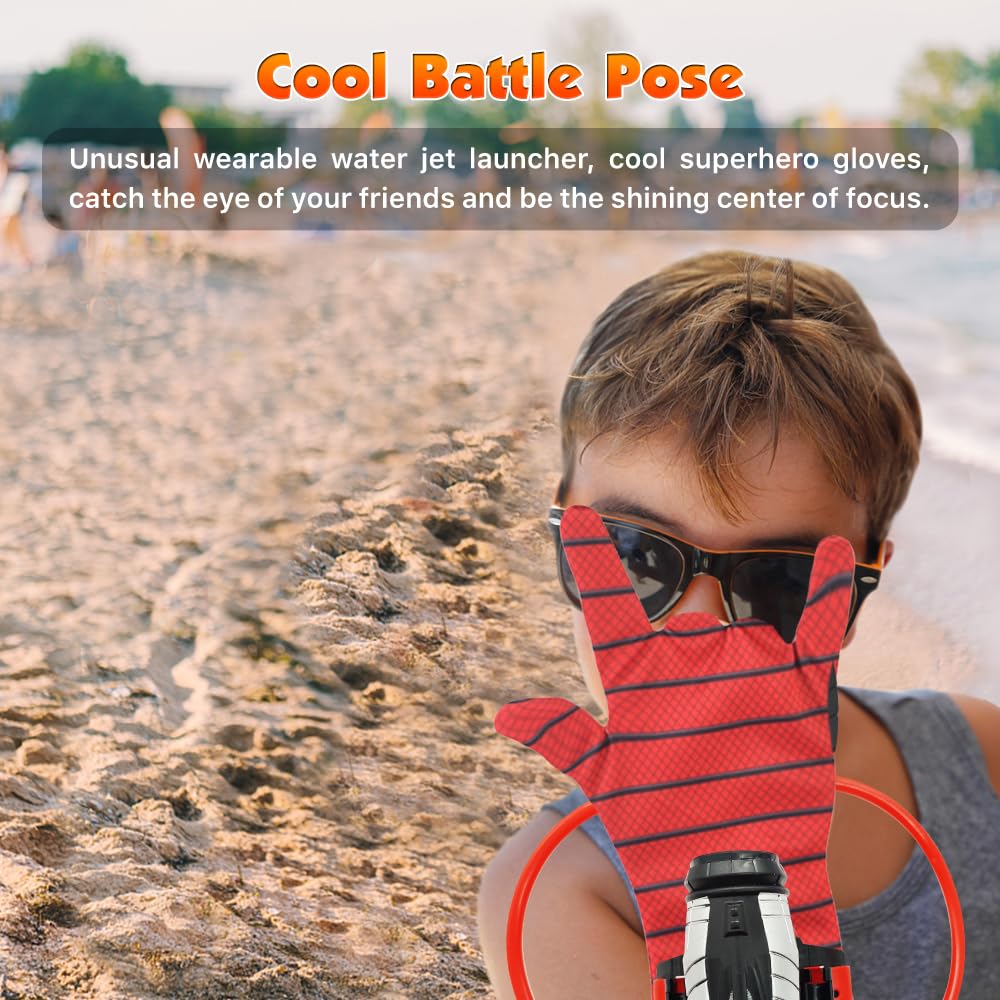 **EconoLED Superhero Water Guns with Gloves - Summer Water Toys for Kids, Outdoor Pool & Beach Water Fighting Games, Perfect for Parties & Backyard Fun**