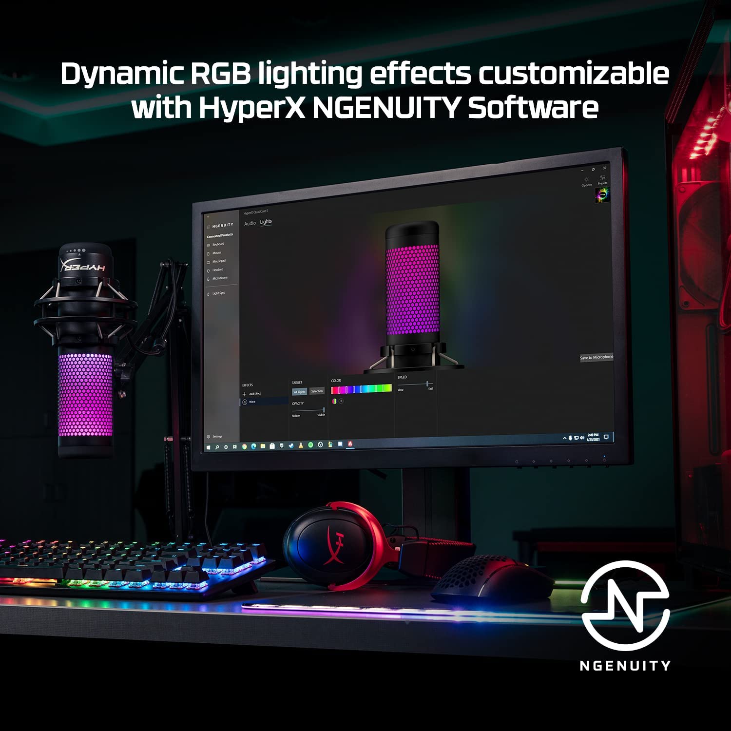 HyperX Cloud III Wireless Gaming Headset for PC, PS5, PS4 – Noise Cancelling Mic & QuadCast S RGB USB Condenser Microphone with Shock Mount – Perfect for Professional Gaming, Live Streaming & Podcast Recording