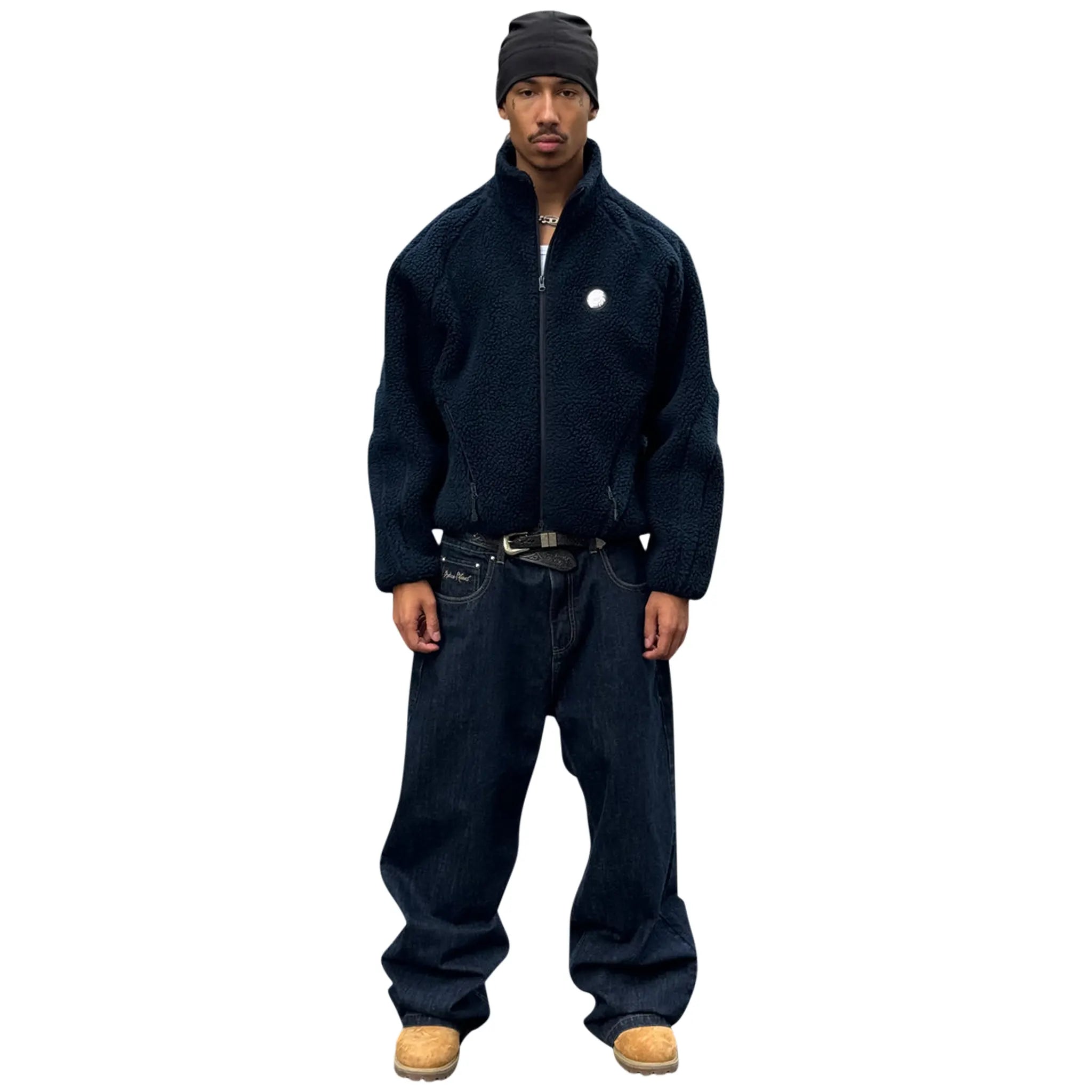 Broken Planet Dark Blue Polar Fleece Jacket - Warm & Cozy Winter Outerwear for Men & Women - Perfect for Hiking, Camping & Outdoor Adventures