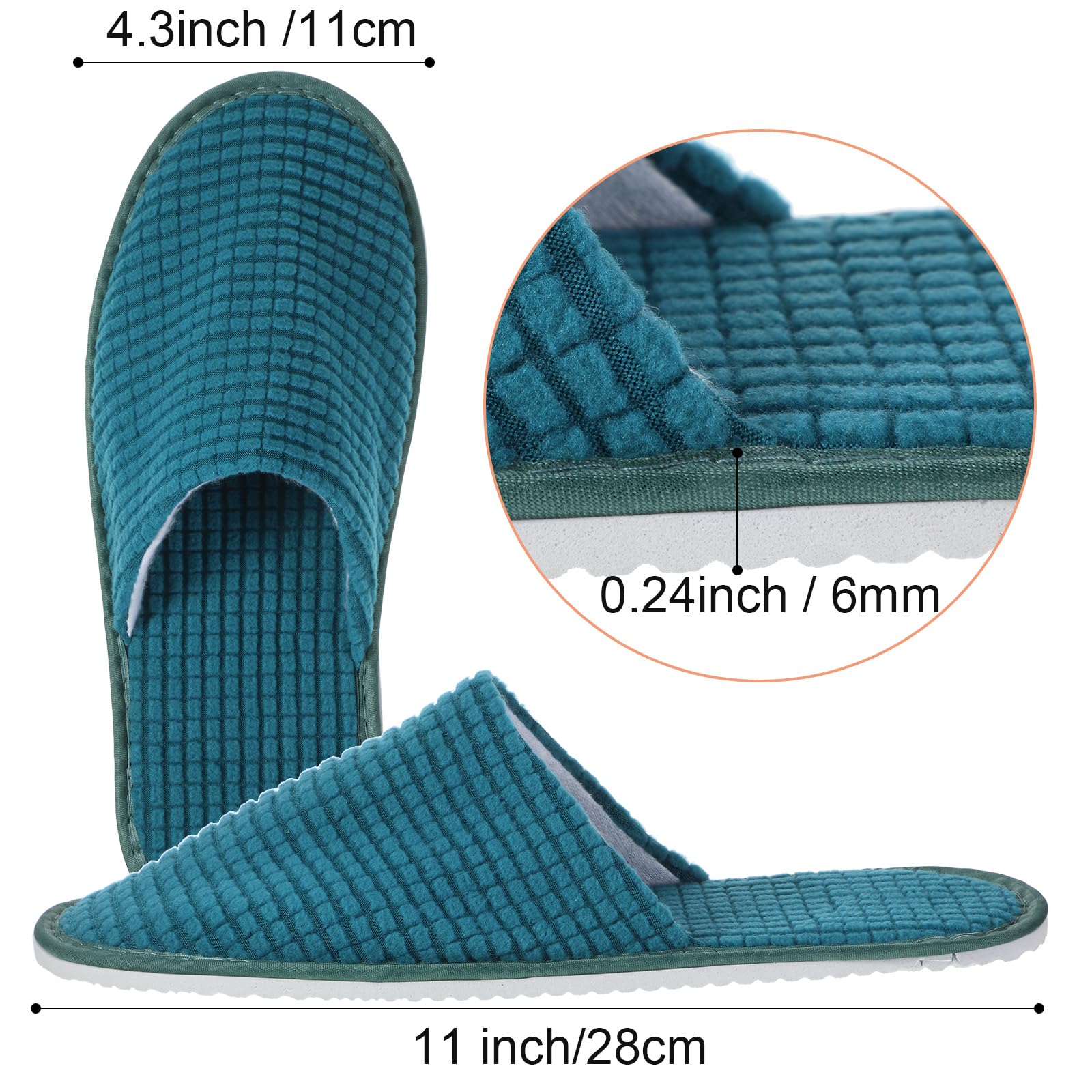 Geyoga 12 Pairs Non-Slip Disposable House Slippers for Guests - Washable Reusable Indoor Slippers for Travel, Hotel, Spa, Bridesmaid, Wedding Party - Perfect for Home, Hospitality & Shoeless Events