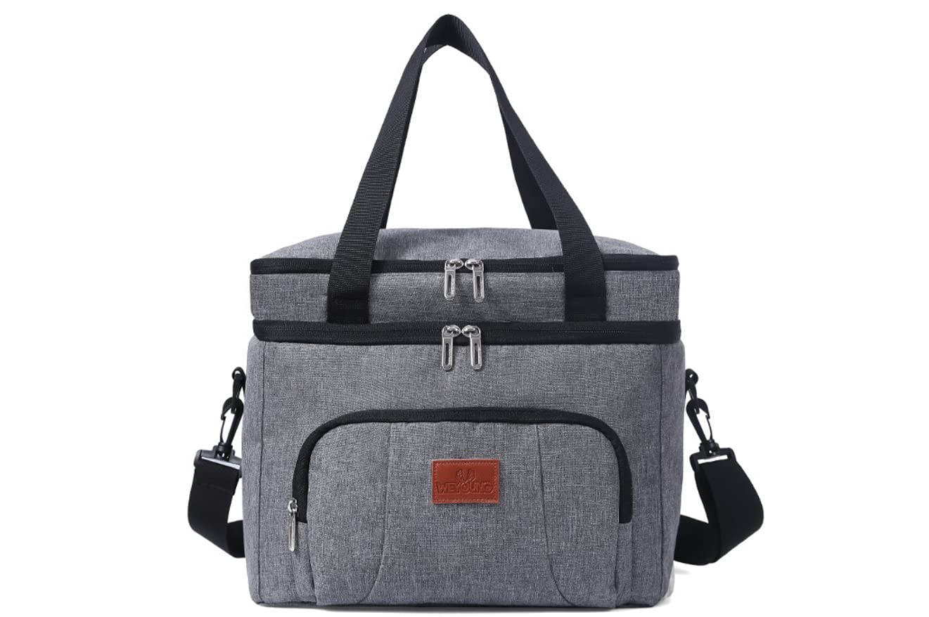 **Insulated Lunch Bag for Men & Women - Large Cooler Tote with Containers & Bottle Warmer - Portable for Travel, Office, School, Beach & Picnic - Soft Cooling Lunch Box for Adults (Medium)**