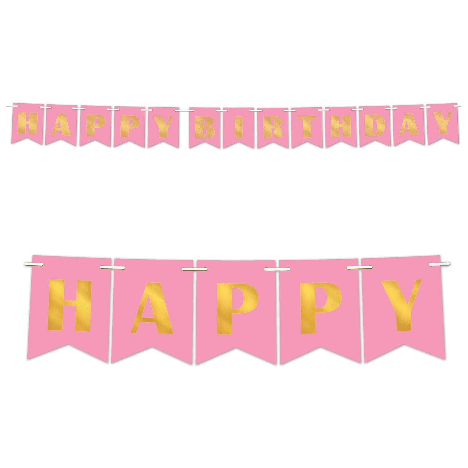 12 Pack Pink & Gold Birthday Party Streamers - 12ft Hanging Decorations for Birthday Decor, Baby Shower, Bridal Shower & Anniversary Celebrations