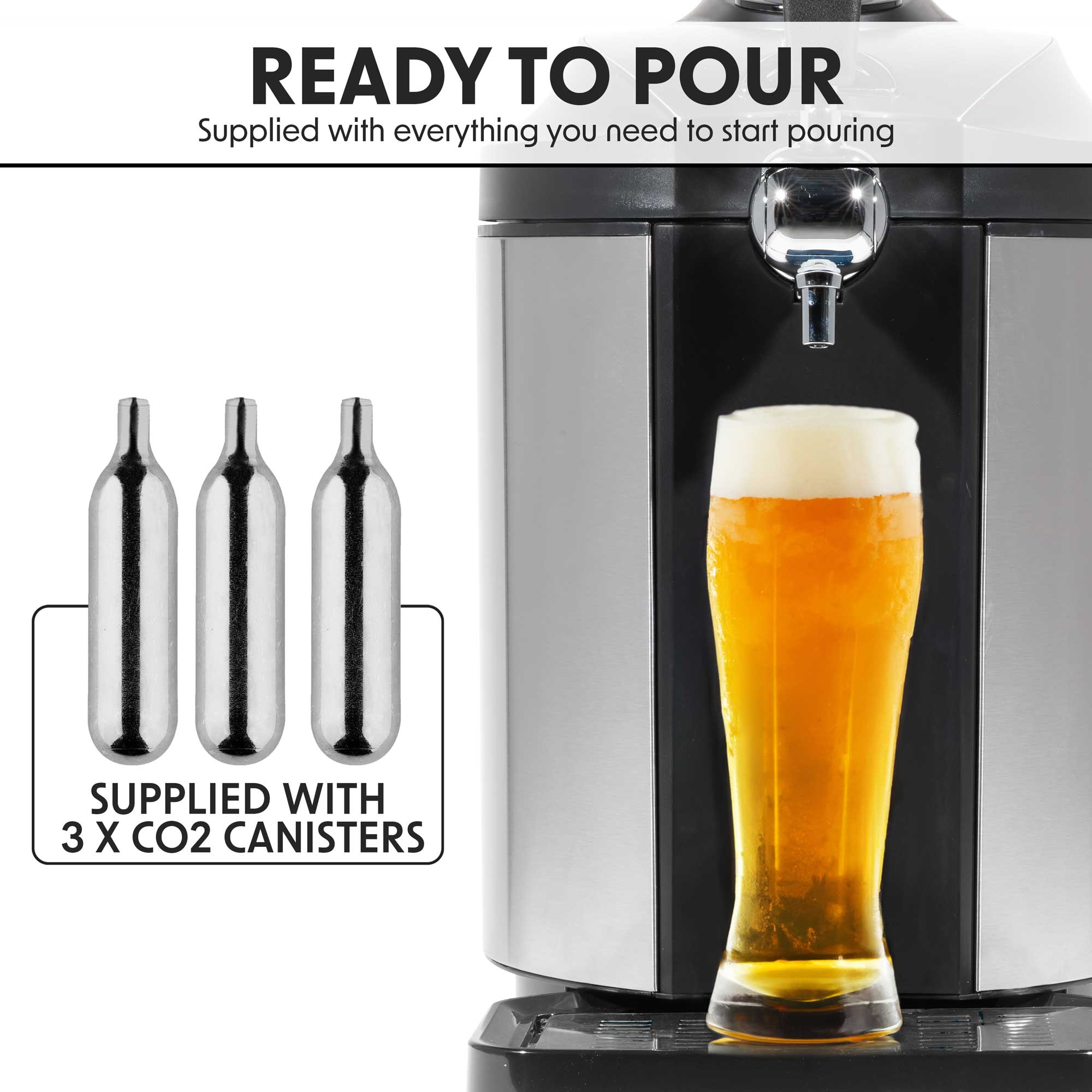 Baridi 5L Beer Keg Dispenser Tap with Built-in Cooling System - Portable Draft Beer Dispenser for Home Parties, Camping & Outdoor Events