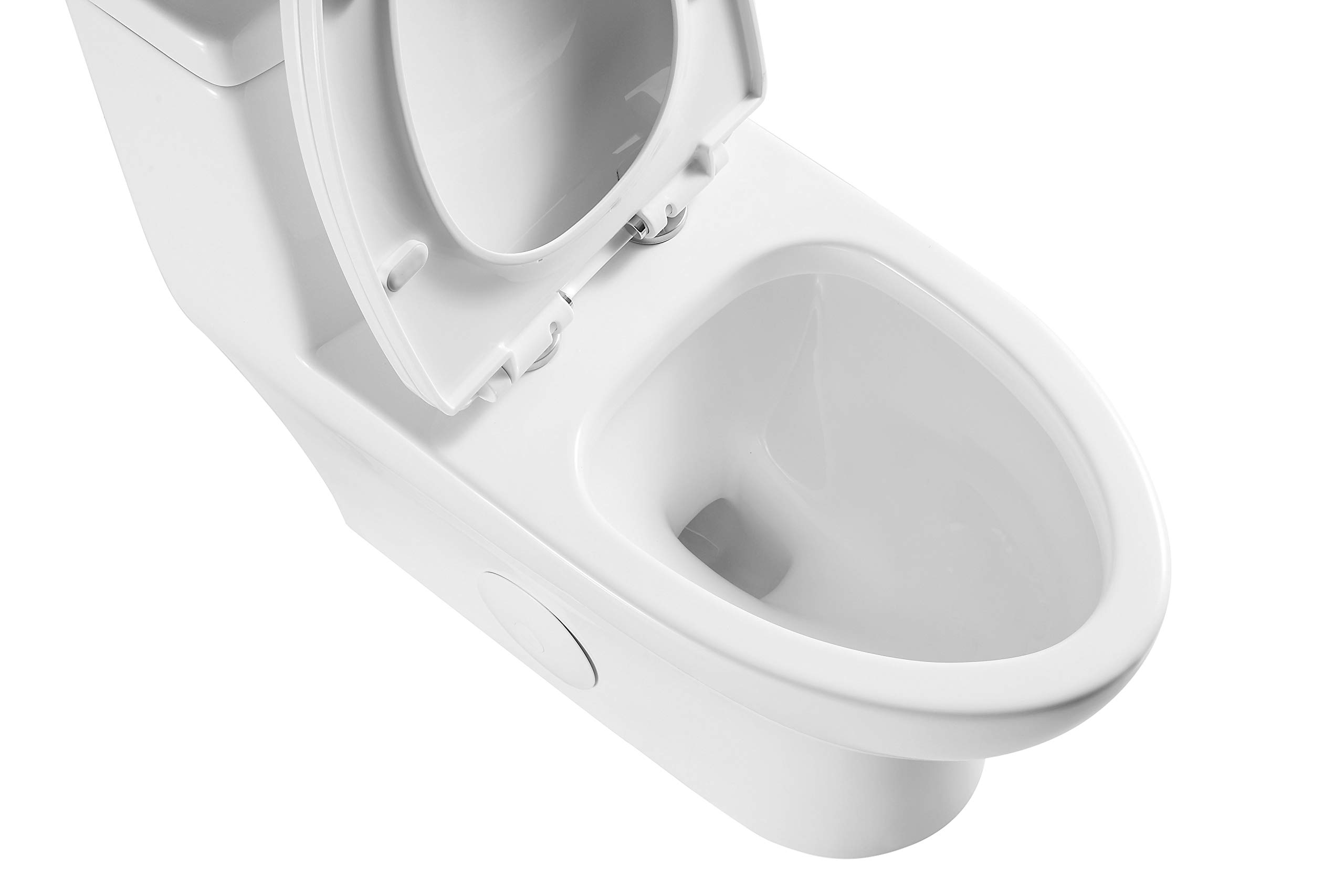 Kingsman One Piece Toilet - Modern Elongated Dual Flush 1.2/1.6 GPF with Soft Close Seat | Durable Comfort Design for Bathroom & Home | Water Saving White Toilet Bowl for Contemporary Spaces