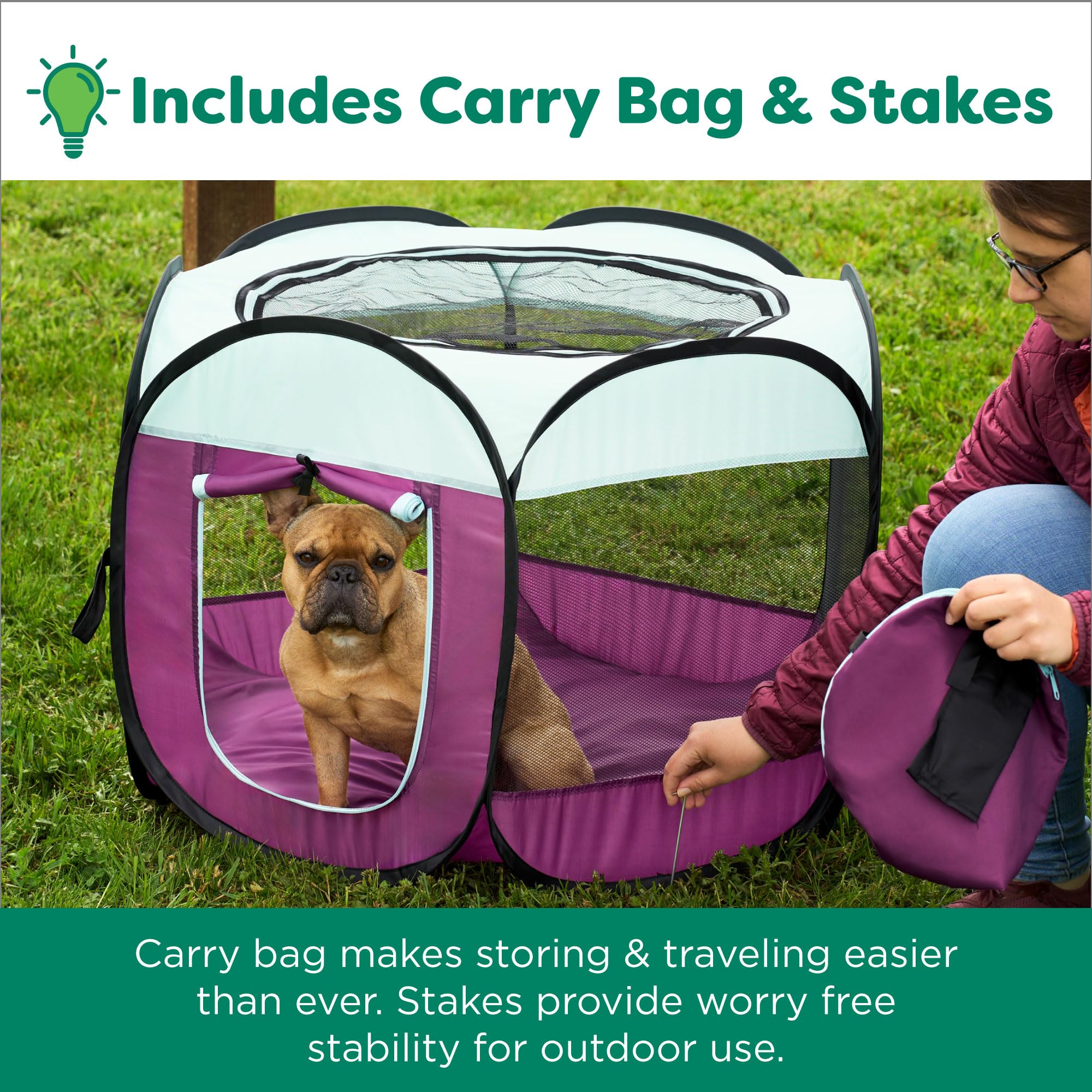 Furhaven Extra Large Portable Dog Playpen & Cat Tent - Foldable Indoor/Outdoor Pet Kennel with Zippered Door, Navy Blue | Perfect for Puppy Training, Travel, and Backyard Playtime