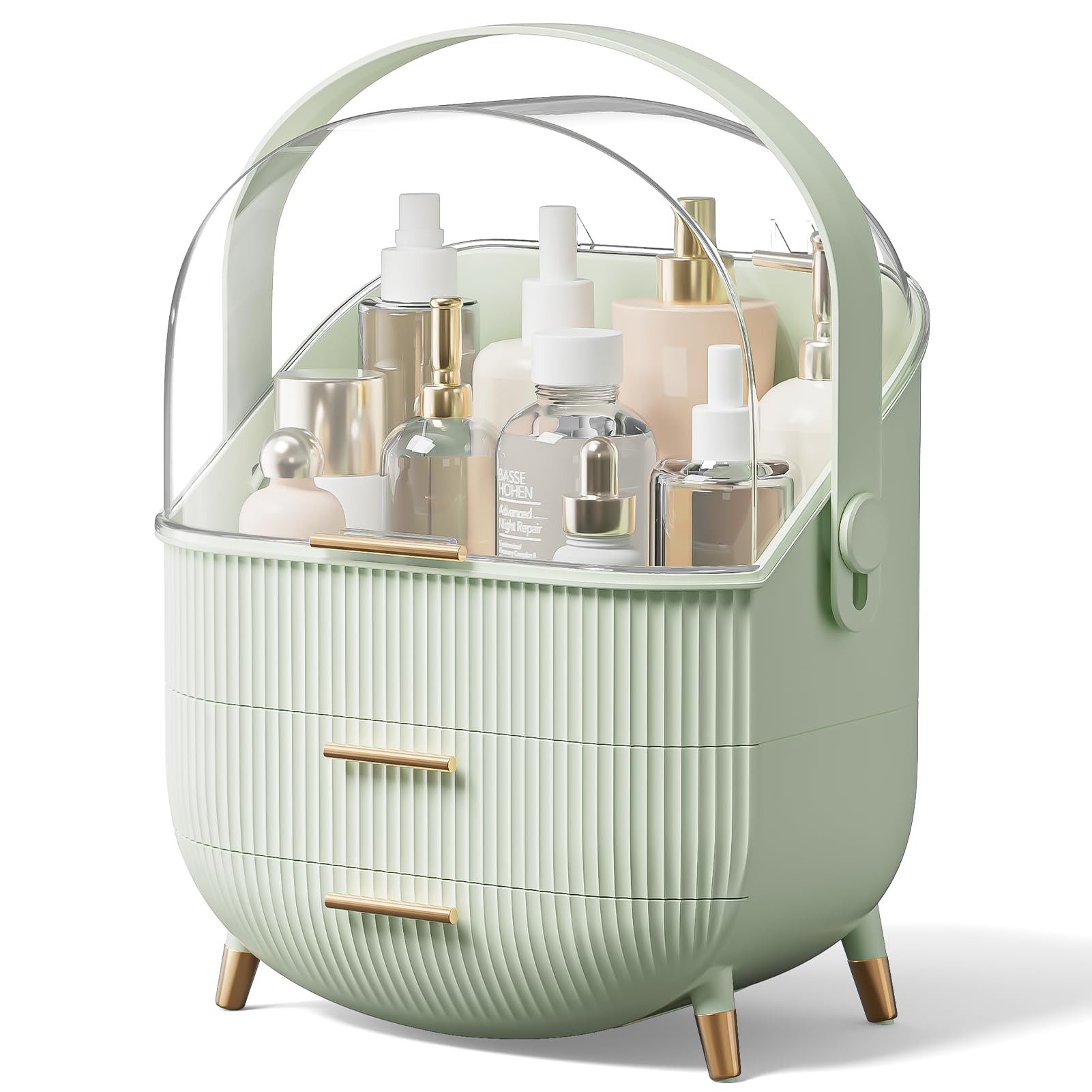 Multi-Functional Makeup Organizer Case - Dustproof Cosmetic Storage Box & Jewelry Organizer for Skincare Products, Desktop, Bathroom & Bedroom - Compact Finishing Box (Mint Green) | Perfect for Travel, Home Organization & Daily Beauty Routine