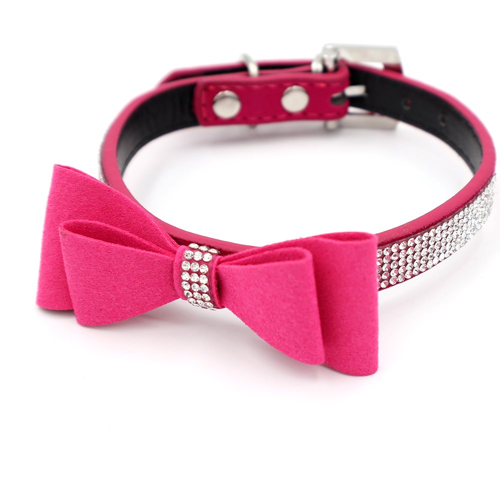 Youyixun Soft Leather Pet Dog Collar with Adjustable Bow Tie - Fashionable Necklace for Small, Medium & Large Dogs - Perfect for Weddings, Parties & Daily Walks