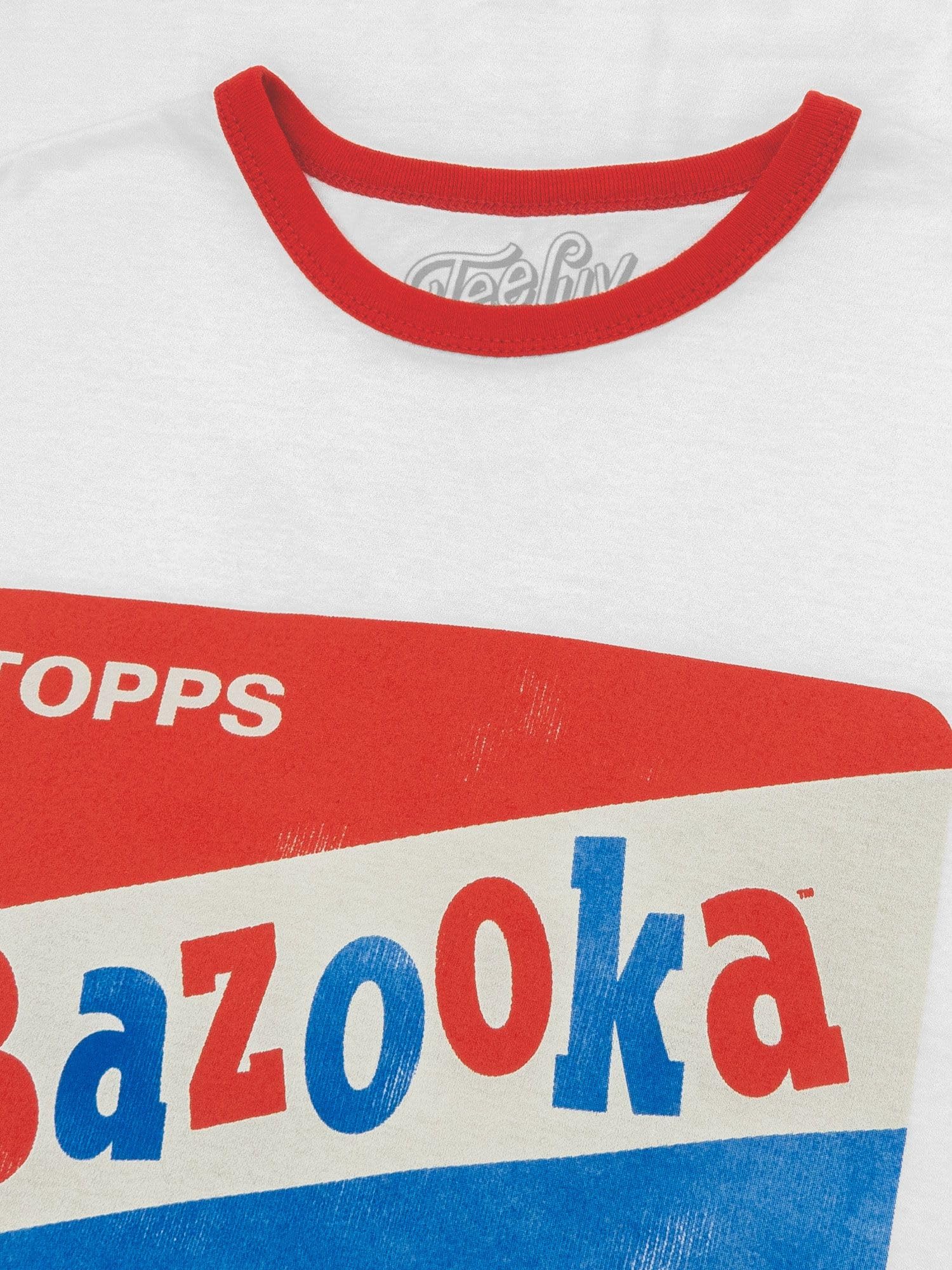 Tee Luv Men's Bazooka Bubble Gum Graphic T-Shirt - Vintage Retro Topps Candy Ringer Tee for Men - Perfect for Casual Wear, Retro Parties & Nostalgic Candy Lovers